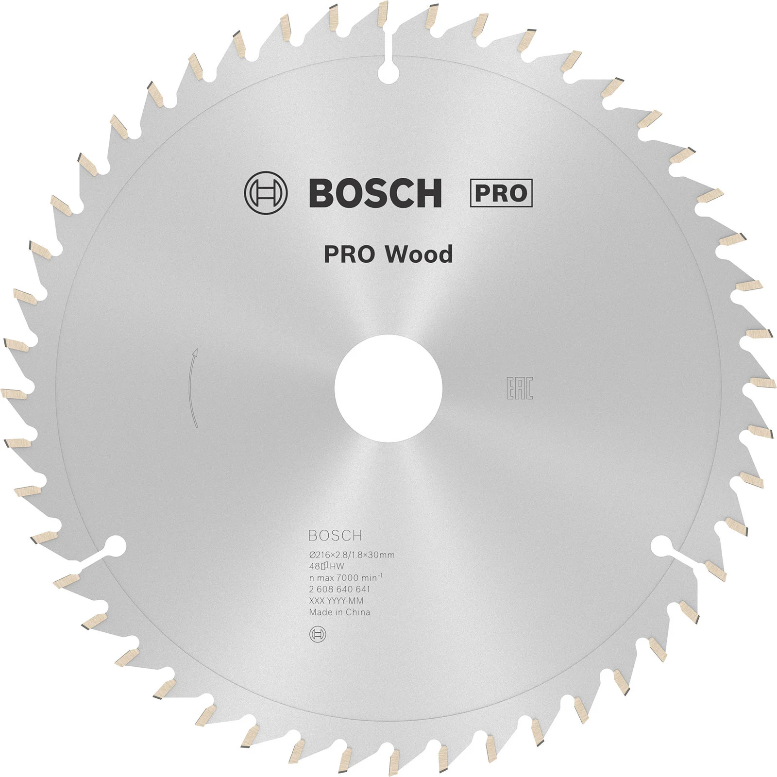 Lame de scie circulaire **Bosch PRO** pour bois, 216 × 2,8 × 30 mm, denture **T48**