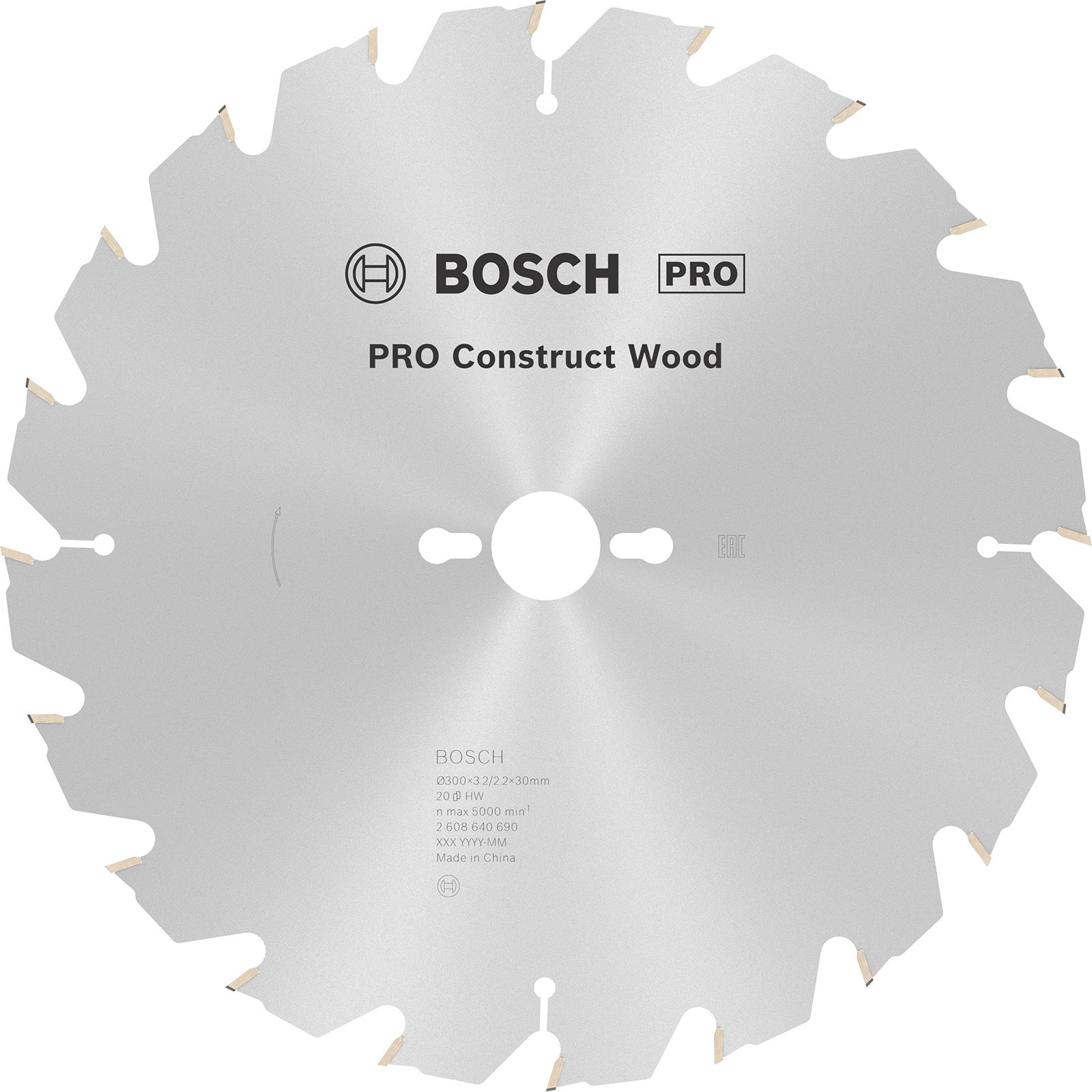 Lame de scie circulaire Bosch PRO Construct Wood, 300 x 3,2 x 30 mm, T20