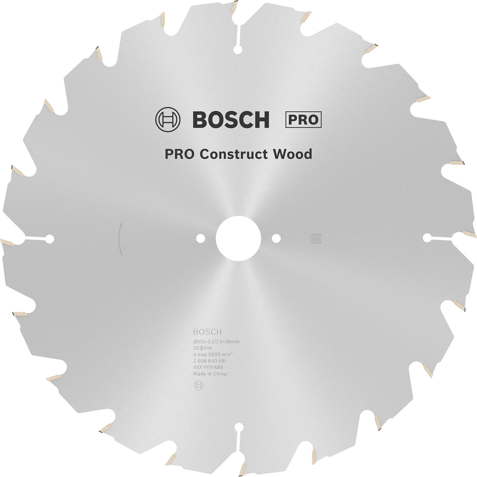 Lame de scie circulaire Bosch PRO Construct Wood, 315 x 3,2 x 30 mm, T20