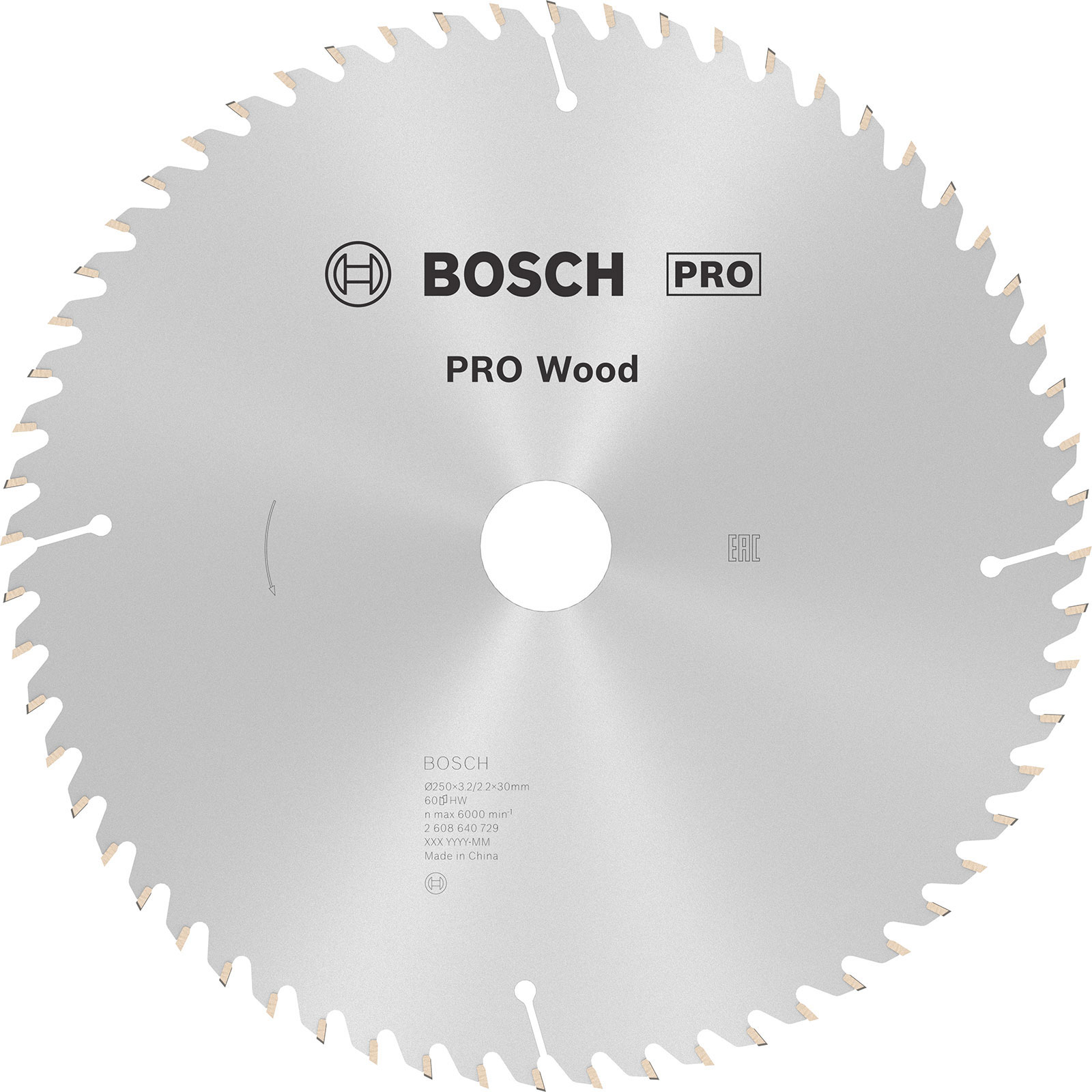 Lame de scie circulaire Bosch PRO Wood pour bois, 250 x 3,2 x 30 mm, T60