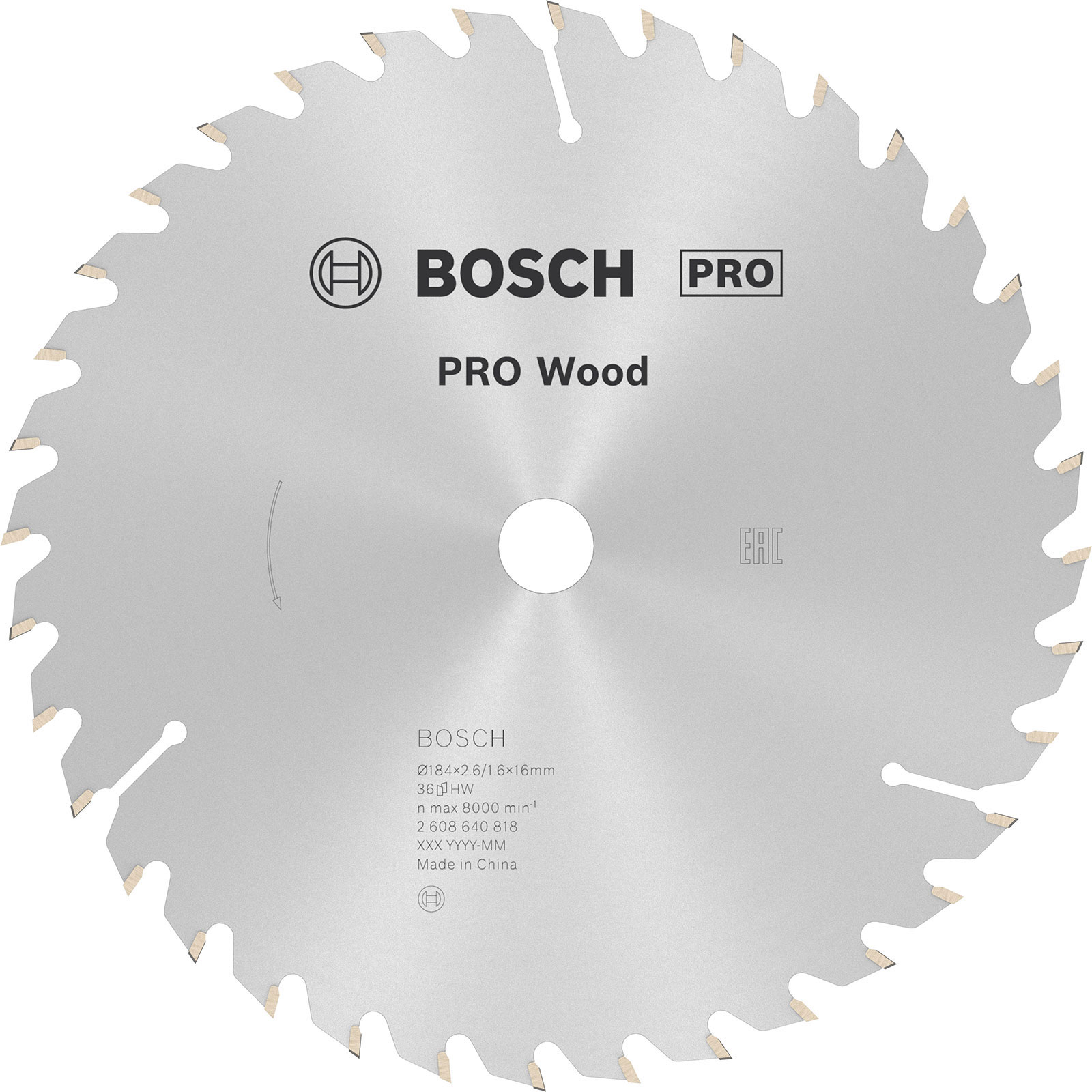 Lame de scie circulaire **Bosch PRO Wood** – **184 × 2,6 × 16 mm (T36)**