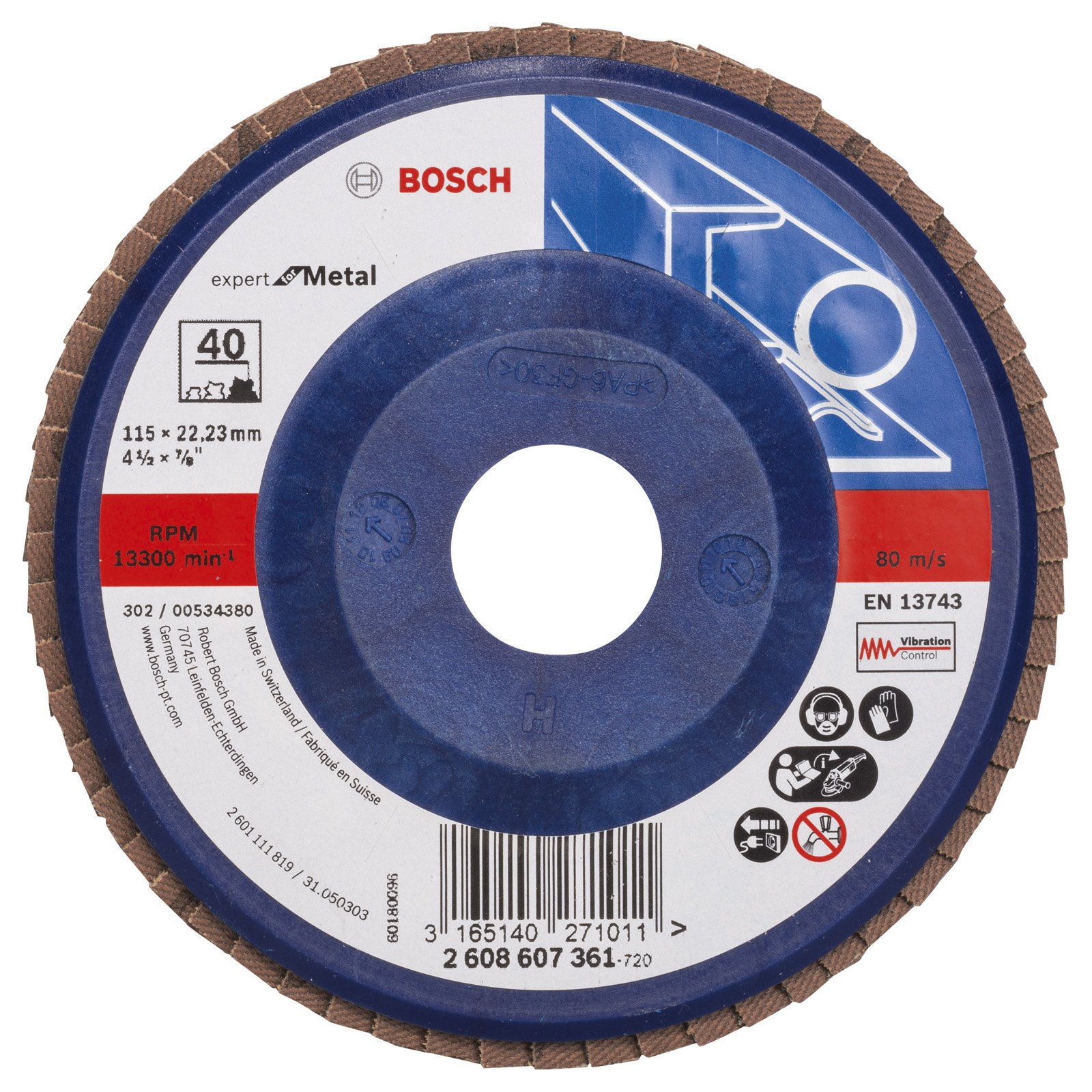 Bosch Disque de ponçage à lamelles X551, Expert for Metal D = 115 mm; K = 40, droit