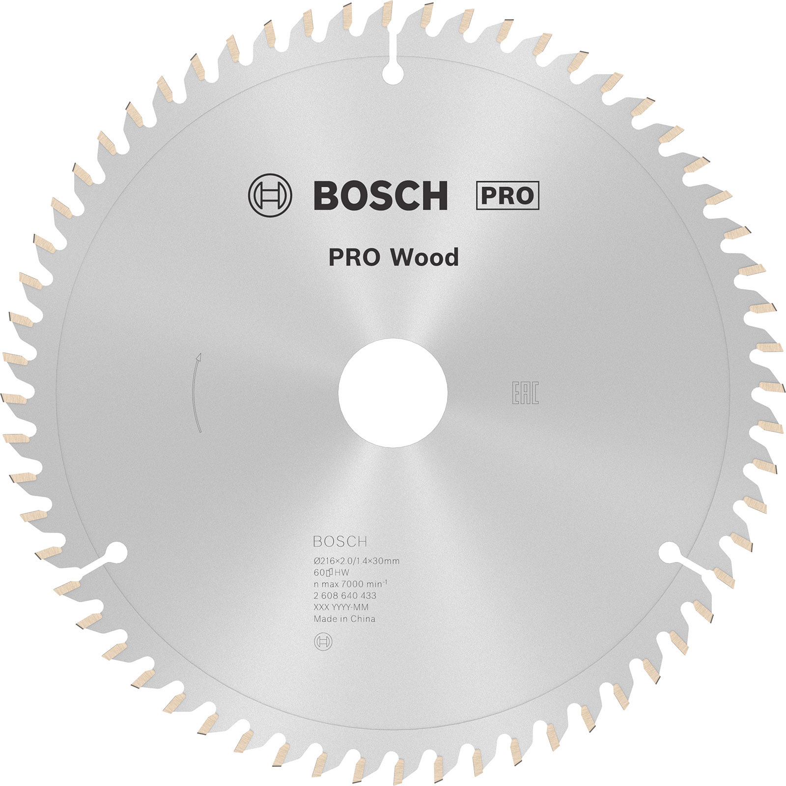 Lame de scie circulaire Bosch PRO Wood, 216 x 2 x 30 mm, T60