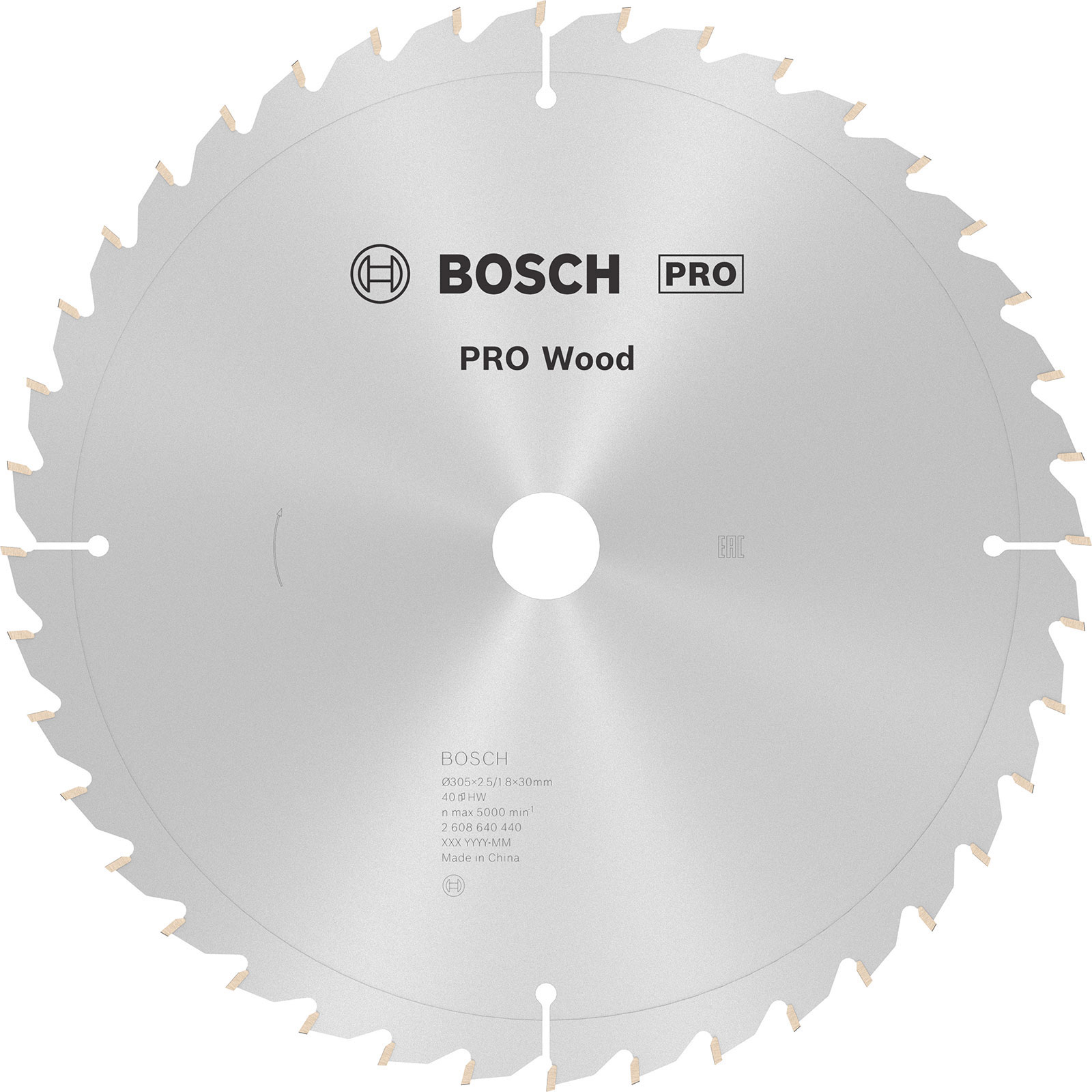 Lame de scie circulaire **Bosch PRO Wood**, 305 × 2,5 × 30 mm, denture T40