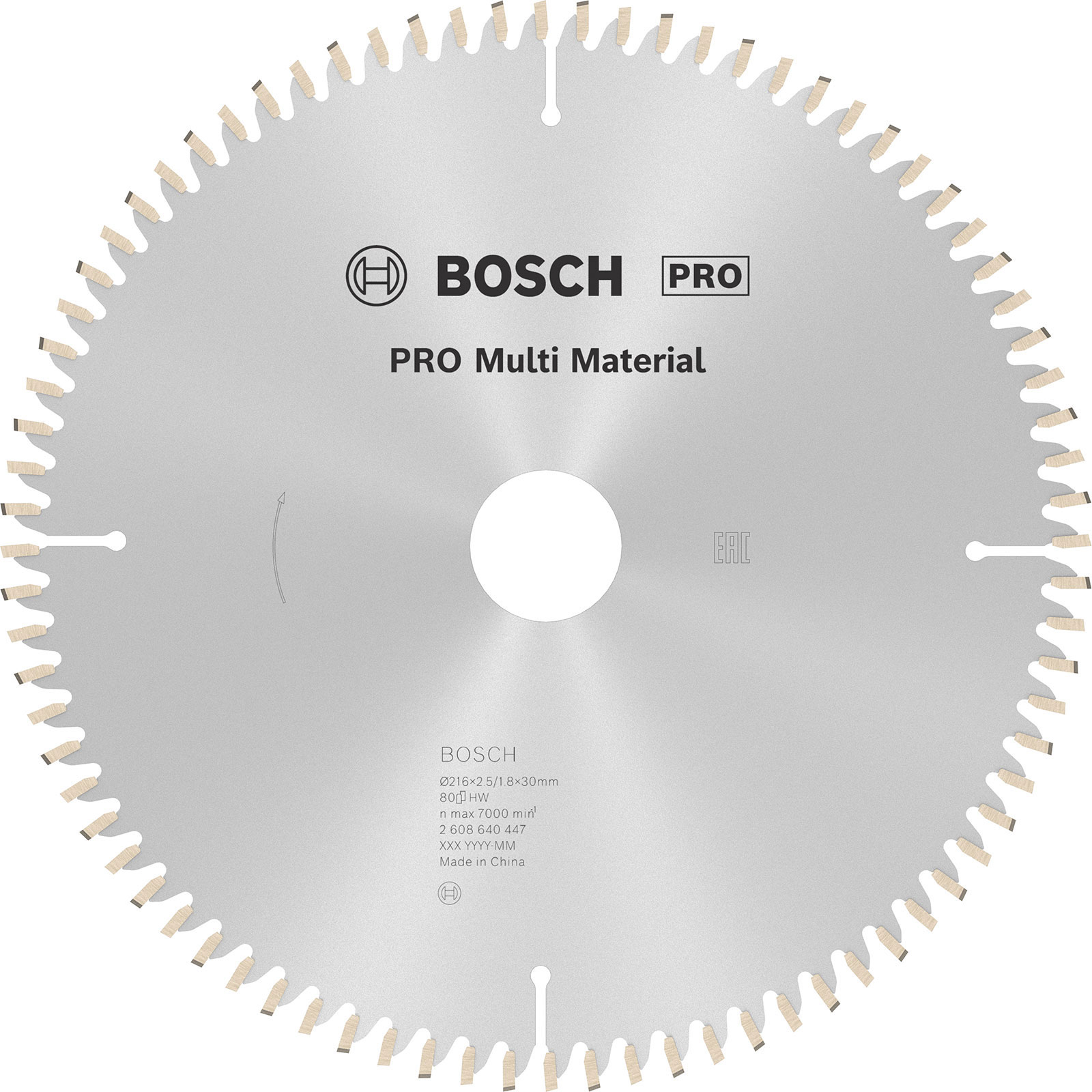Lame de scie circulaire **Bosch PRO Multi Matériaux**, 216 × 2,5 × 30 mm, T80
