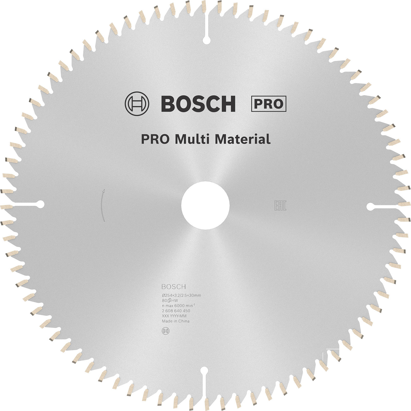 Lame de scie circulaire Bosch PRO Multi Material, 254 x 3,2 x 30 mm, T80