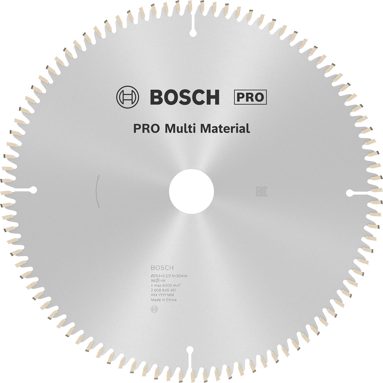 Lame de scie circulaire Bosch PRO Multi Material, 254 x 3,2 x 30 mm, T96