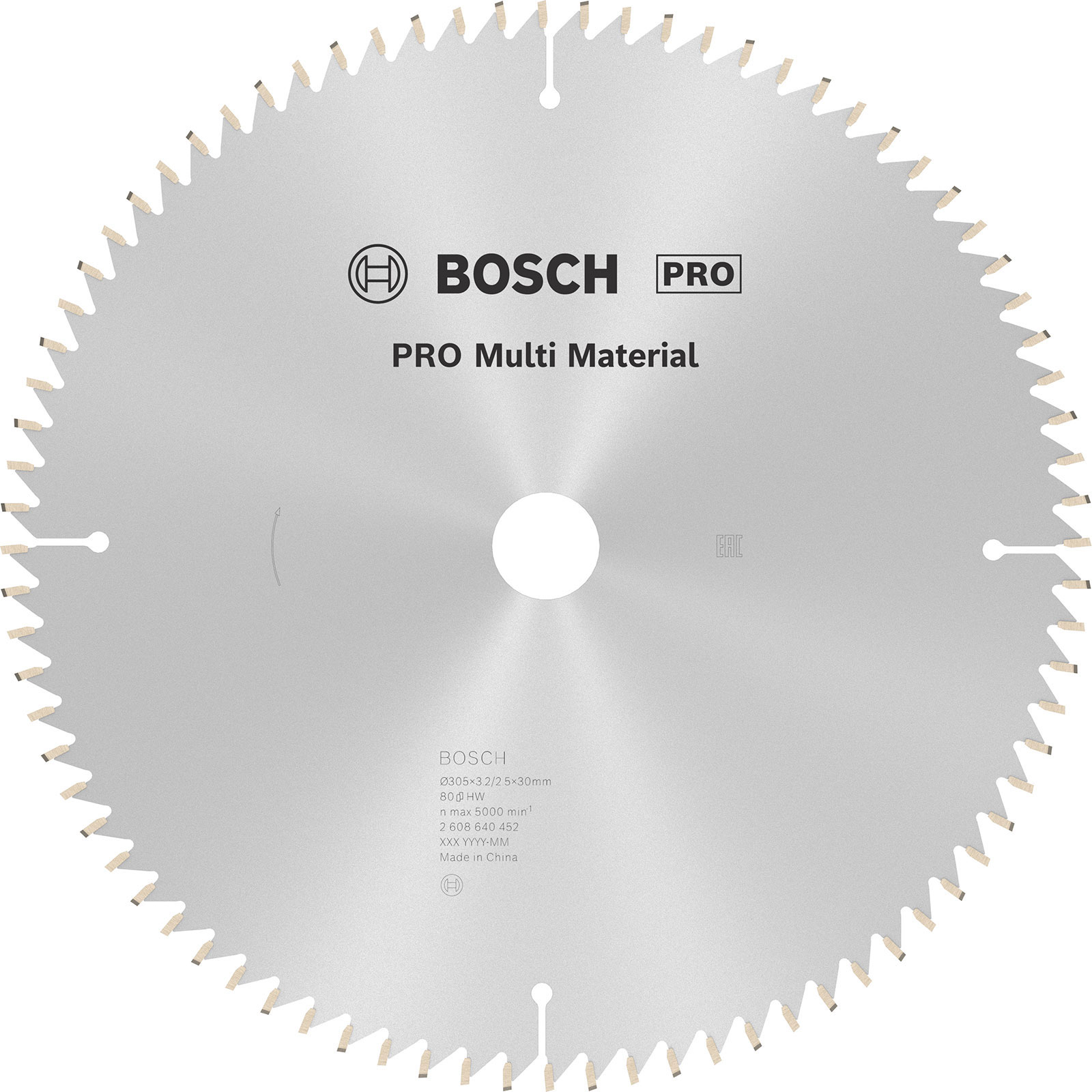 Lame de scie circulaire Bosch PRO Multi Material, 305 x 3,2 x 30 mm, T80