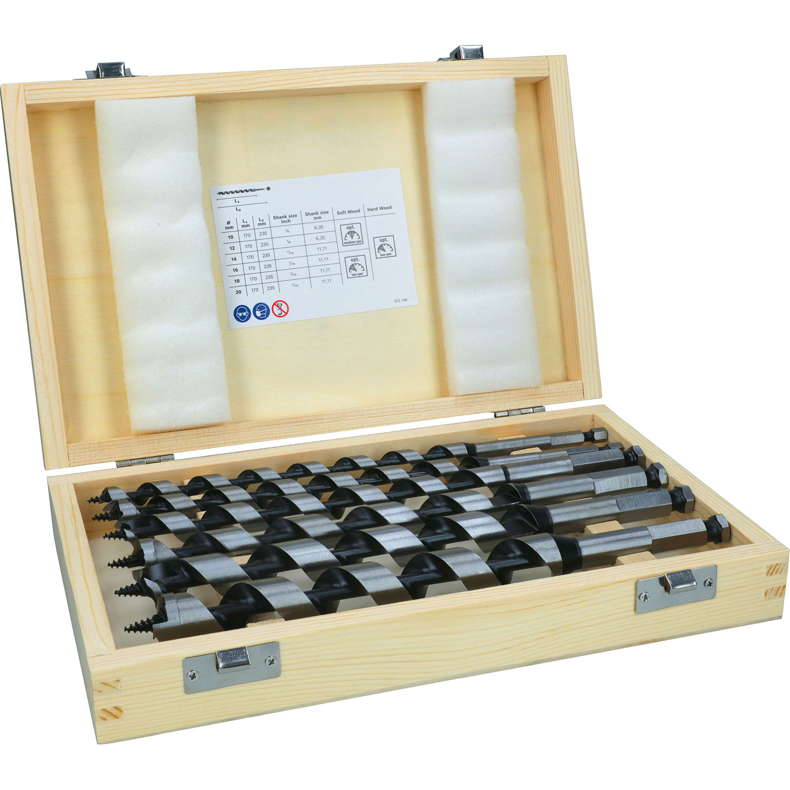 Jeu de mèches à bois hélicoïdales Bosch PRO Wood (6 pièces), longueur 235 mm