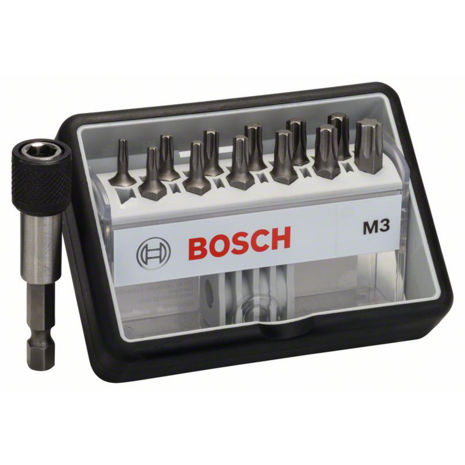 Jeu de **12+1 embouts Bosch Robust Line** – M Extra-Dur 25 mm (12+1 pièces) *Version compacte*