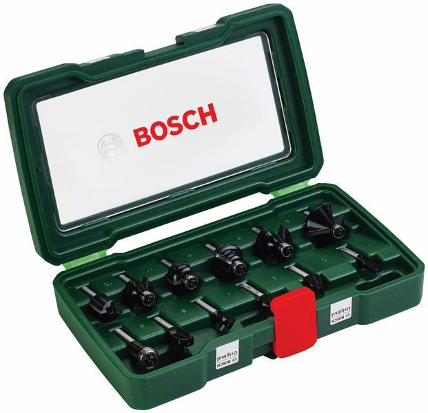 Jeu de fraises HM Bosch 12 pièces, queue 8 mm — lot de 12