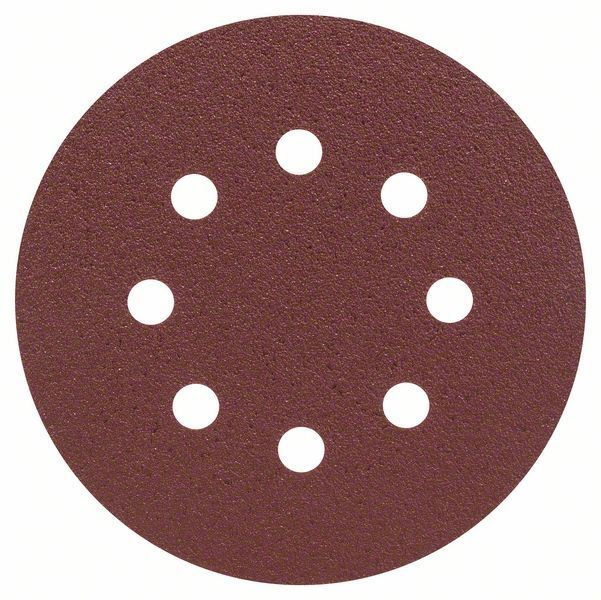 Jeu de disques de ponçage pour ponceuse excentrique Bosch, 125 mm, 25 pièces, 8 trous — lot de 25