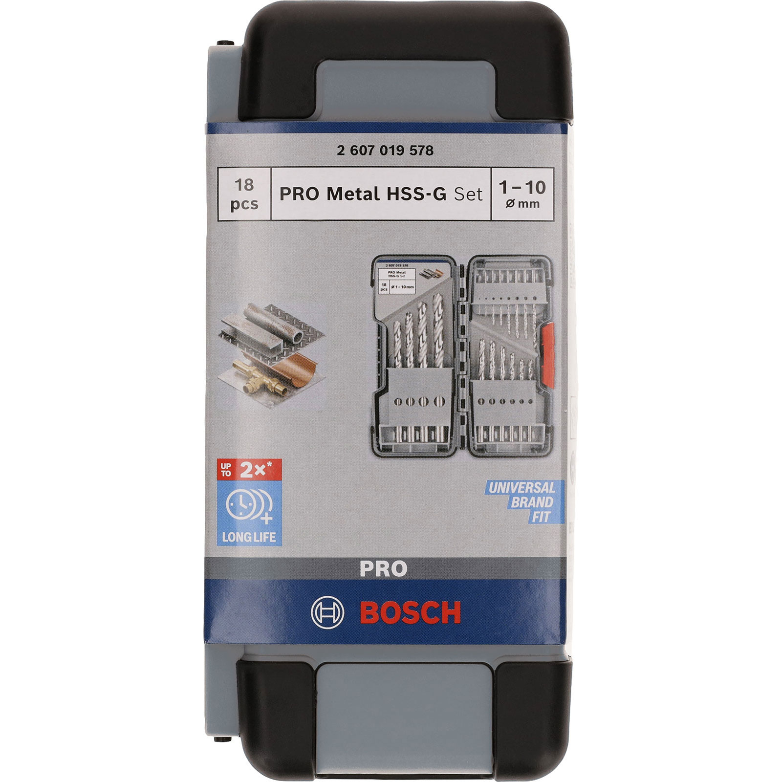 Set de forets pour métal PRO Bosch HSS-G, Toughbox, 18 pièces, DIN 338, 135°