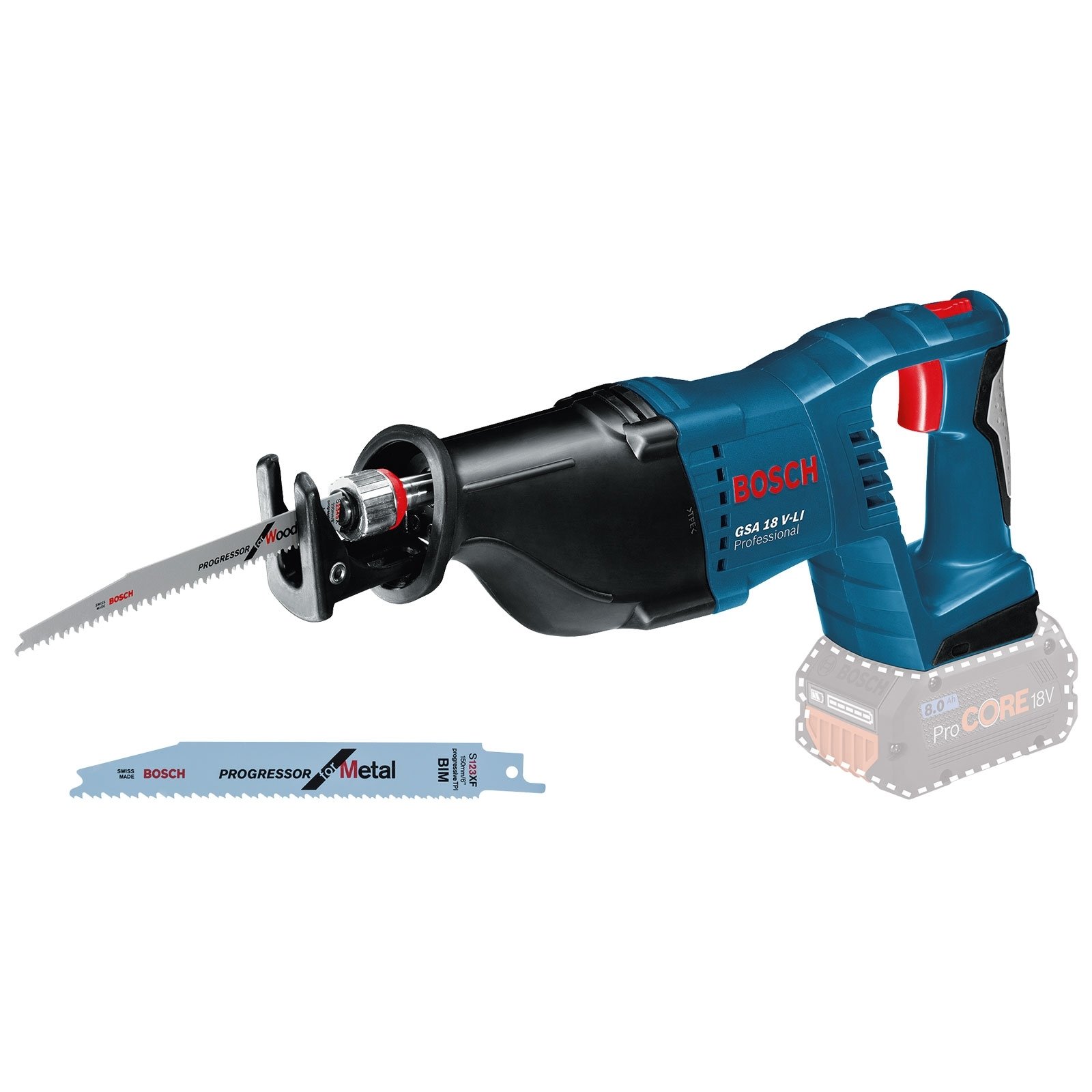Scie sabre sans fil Bosch GSA 18 V-LI (version solo) en boîte