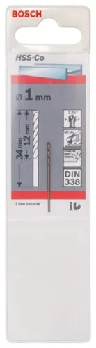 Bosch Foret à métaux HSS-Co, DIN 338 1 x 12 x 34 mm
