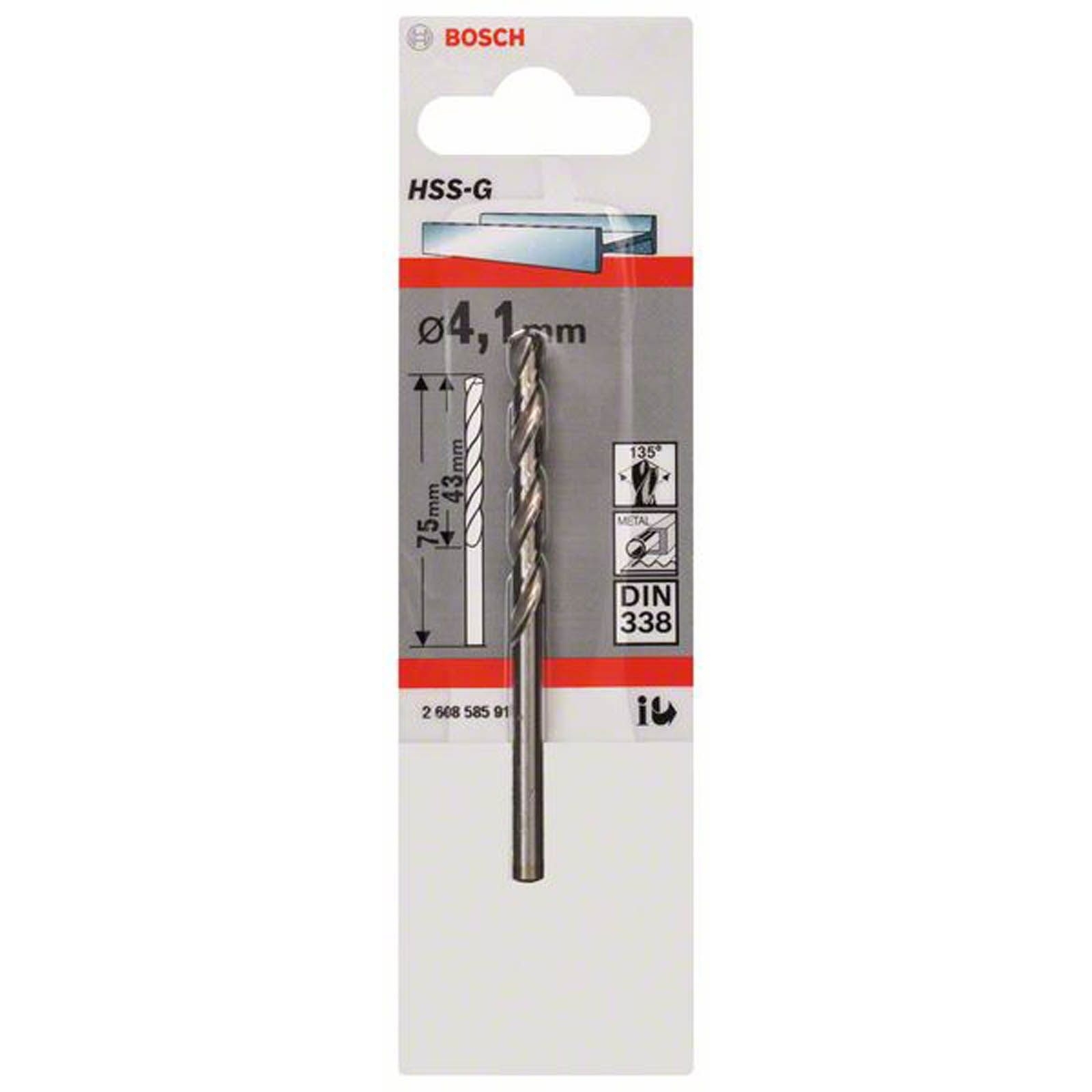Bosch Foret métal HSS-G, DIN 338 4,1 x 43 x 75 mm