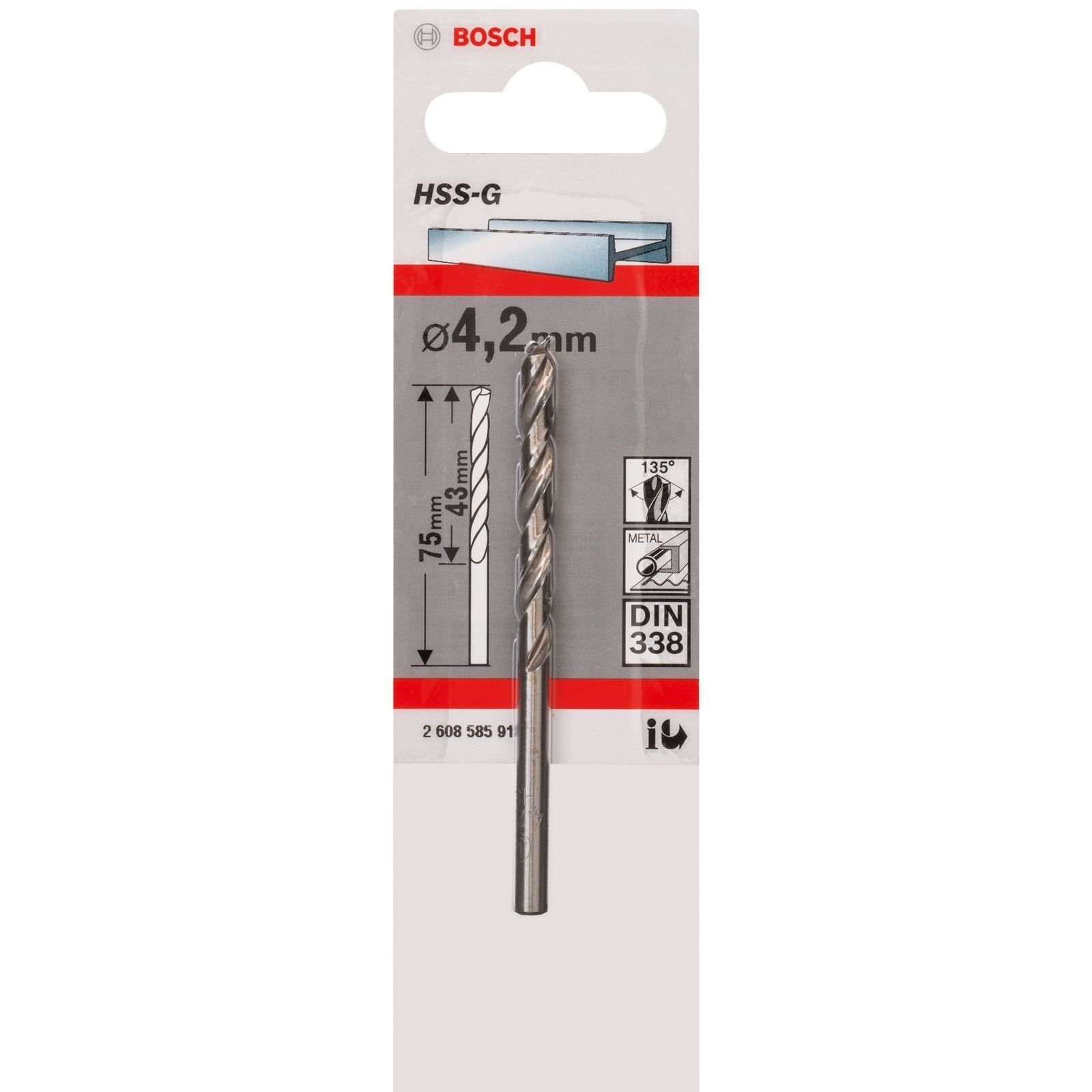 Bosch Foret à métaux HSS-G, DIN 338 4,2 x 43 x 75 mm