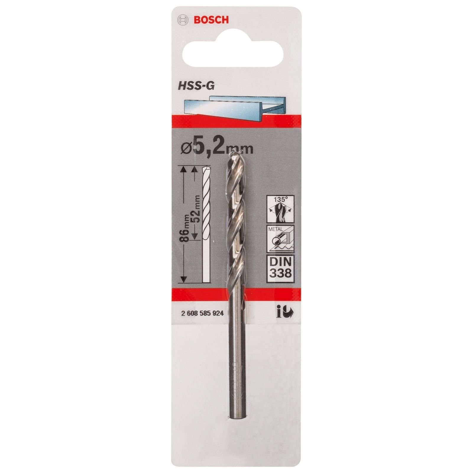 Bosch Foret à métaux HSS-G, DIN 338 5,2 x 52 x 86 mm
