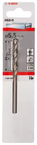 Bosch Foret à métaux HSS-G, DIN 338 5,5 x 57 x 93 mm