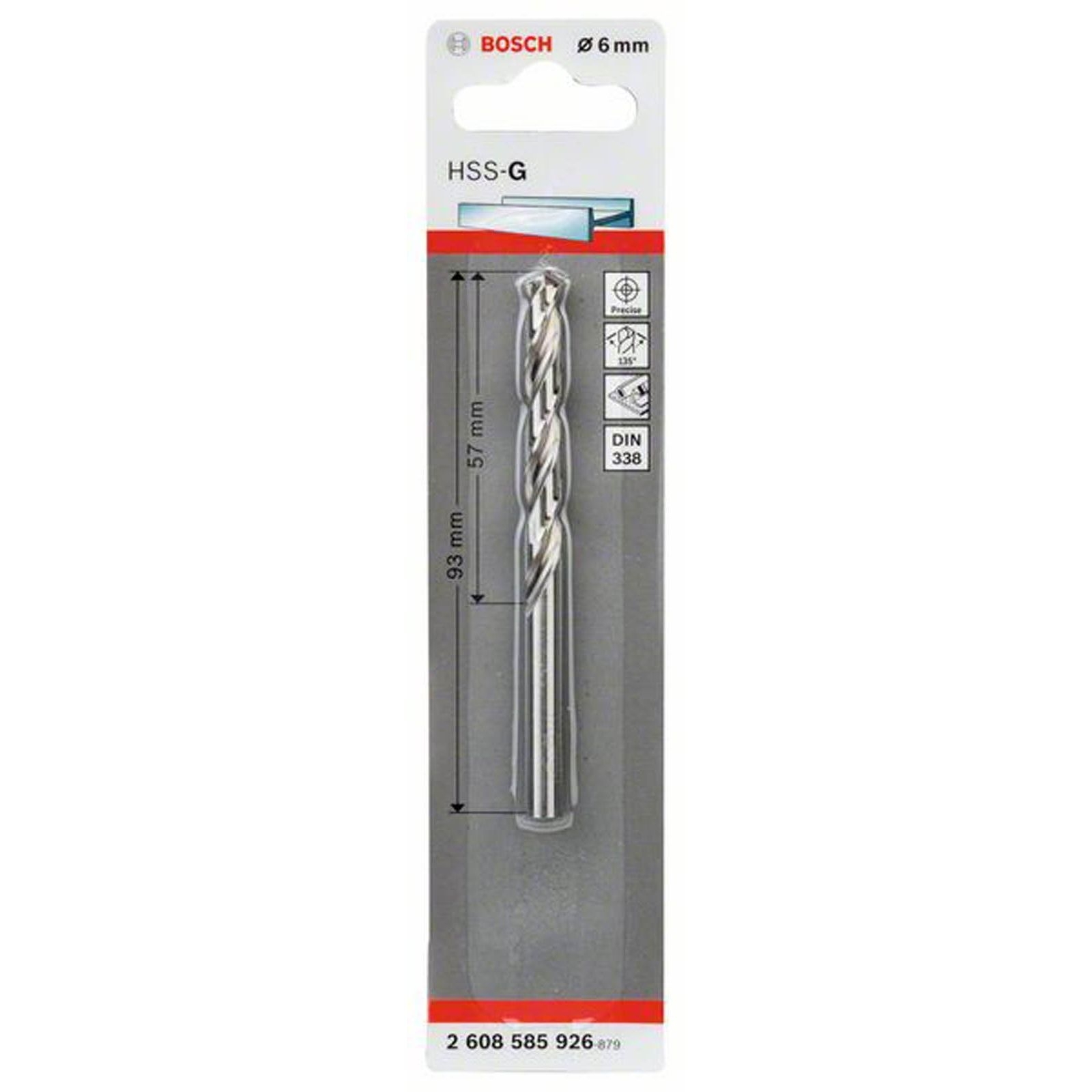 Bosch 1x Foret hélicoïdal HSS-G DIN 338 6 x 57 x 93 mm - 2608585926