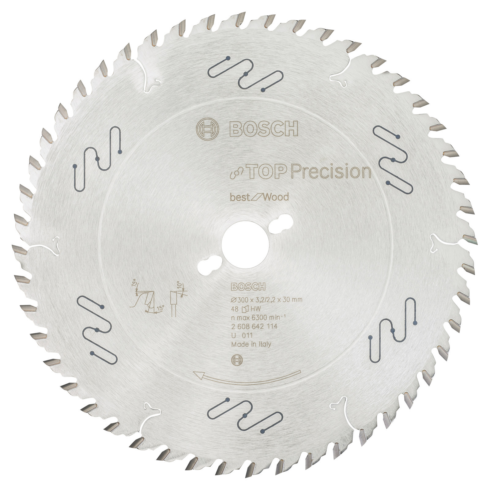 Lame de scie circulaire Bosch Top Precision Best for Wood, 300 x 30 x 3,2 mm, 48 dents