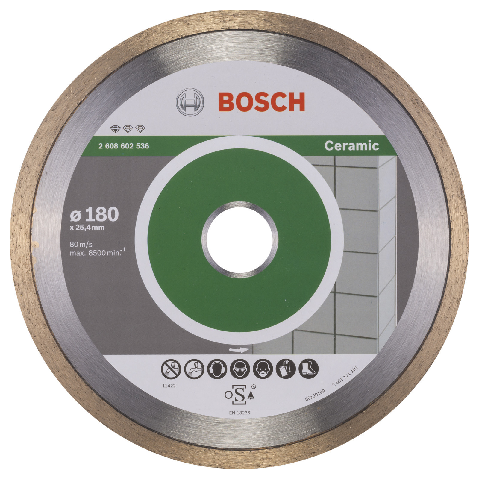 Disque diamant Bosch Standard for Ceramic 180 x 25,40 x 1,6 x 7 mm