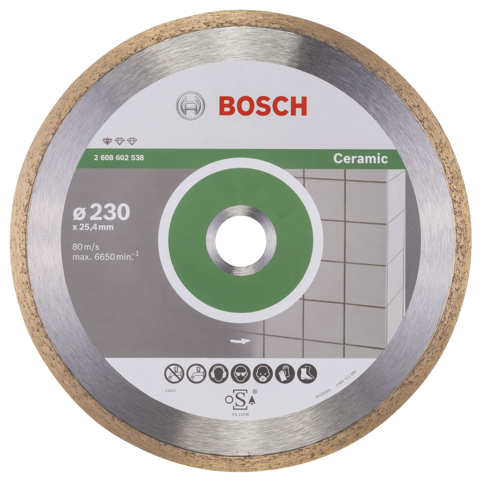 Bosch Disque diamant Standard pour céramique 230 x 25,40 x 1,6 x 7 mm