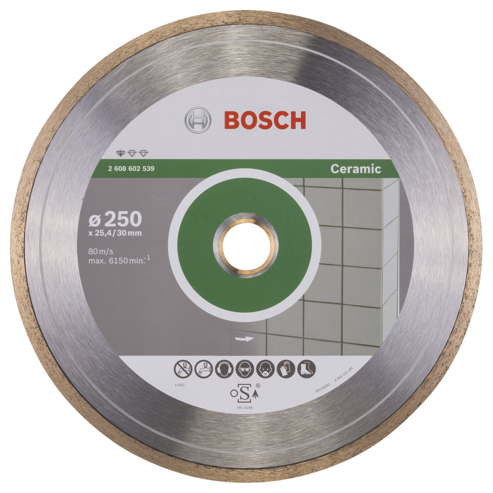 Disque diamant Bosch Standard pour céramique 250 x 30+25,40 x 1,6 x 7 mm