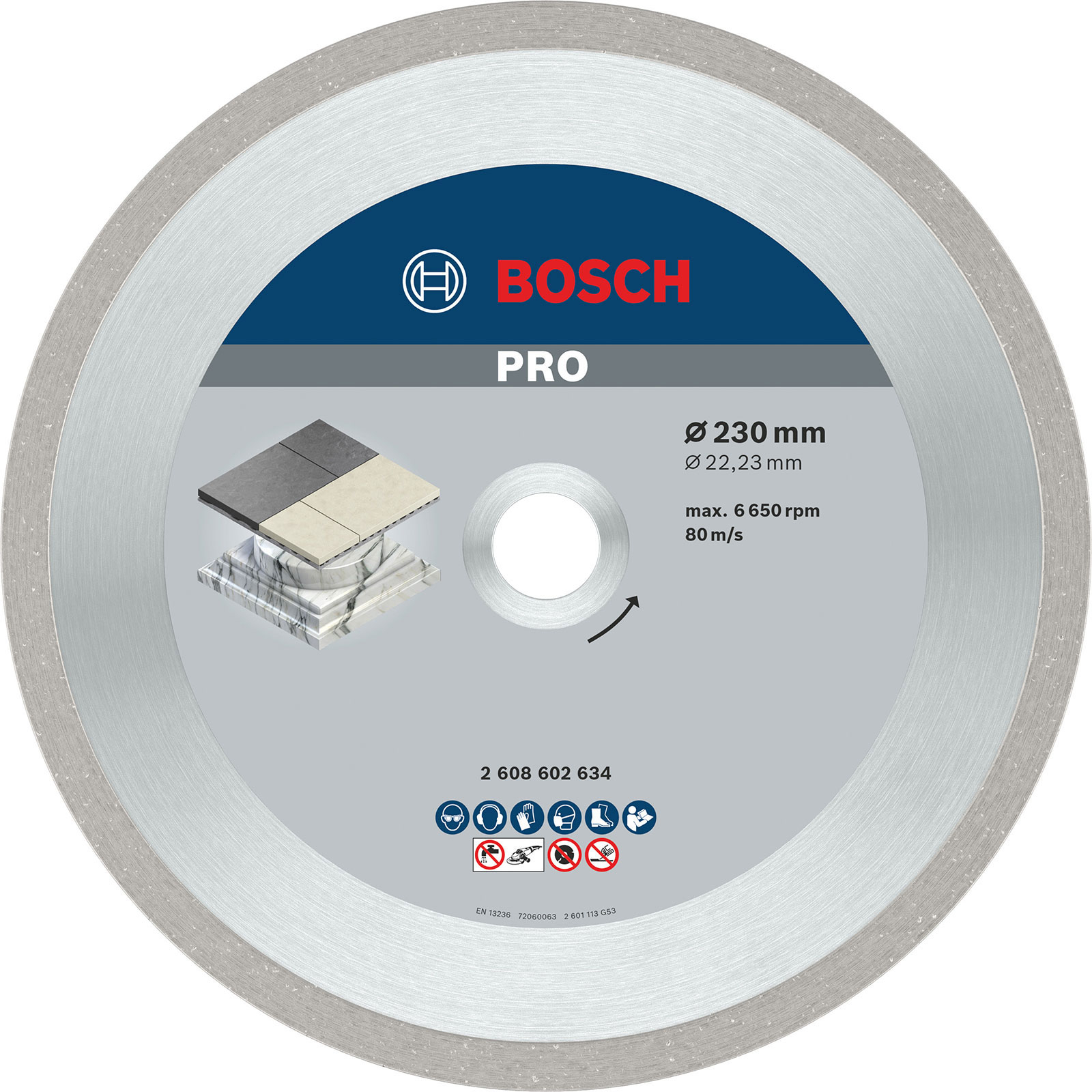 Disque diamanté Bosch PRO pour céramique 230 x 22,23 mm
