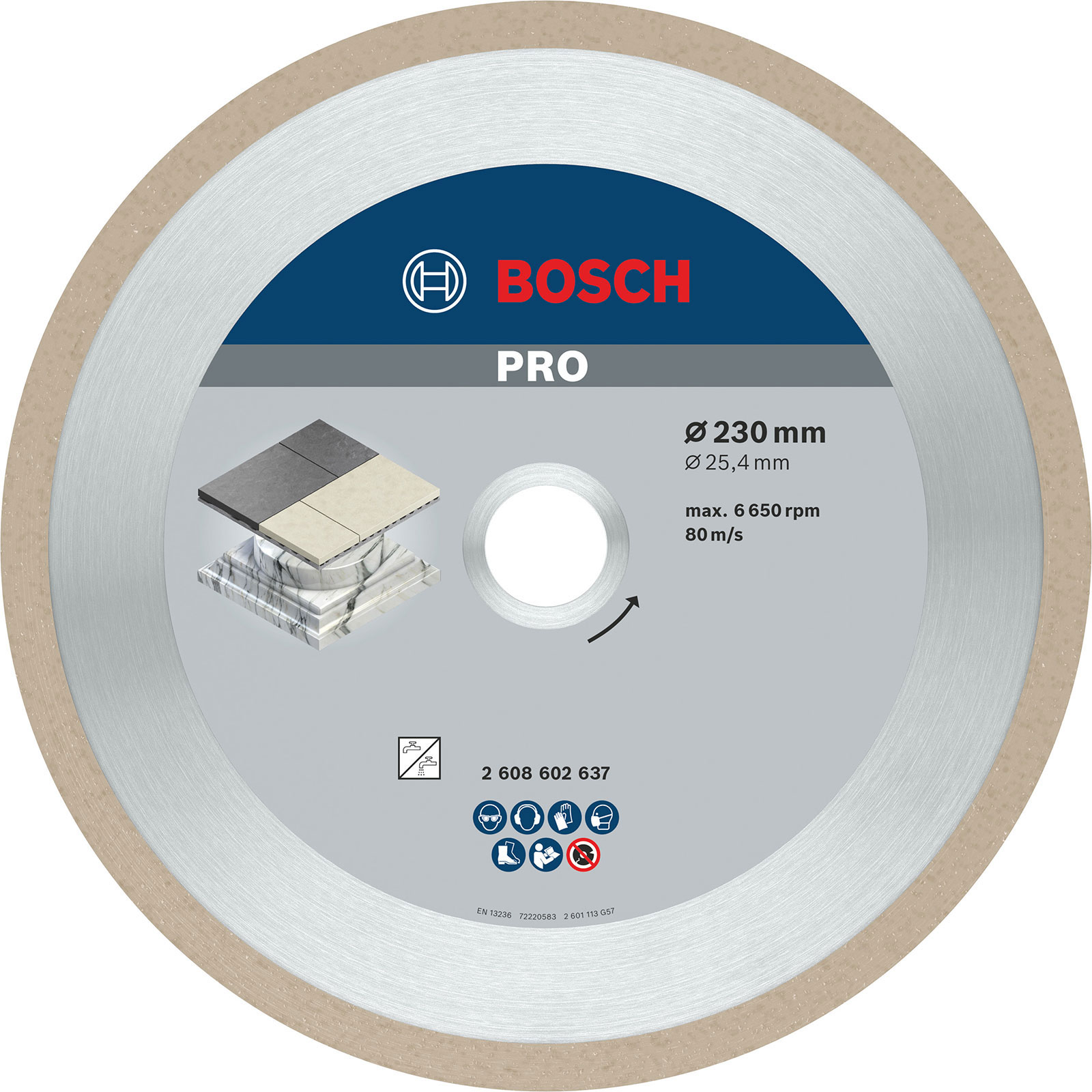 Disque de tronçonnage diamanté Bosch PRO Ceramic, 230 x 25,4 mm