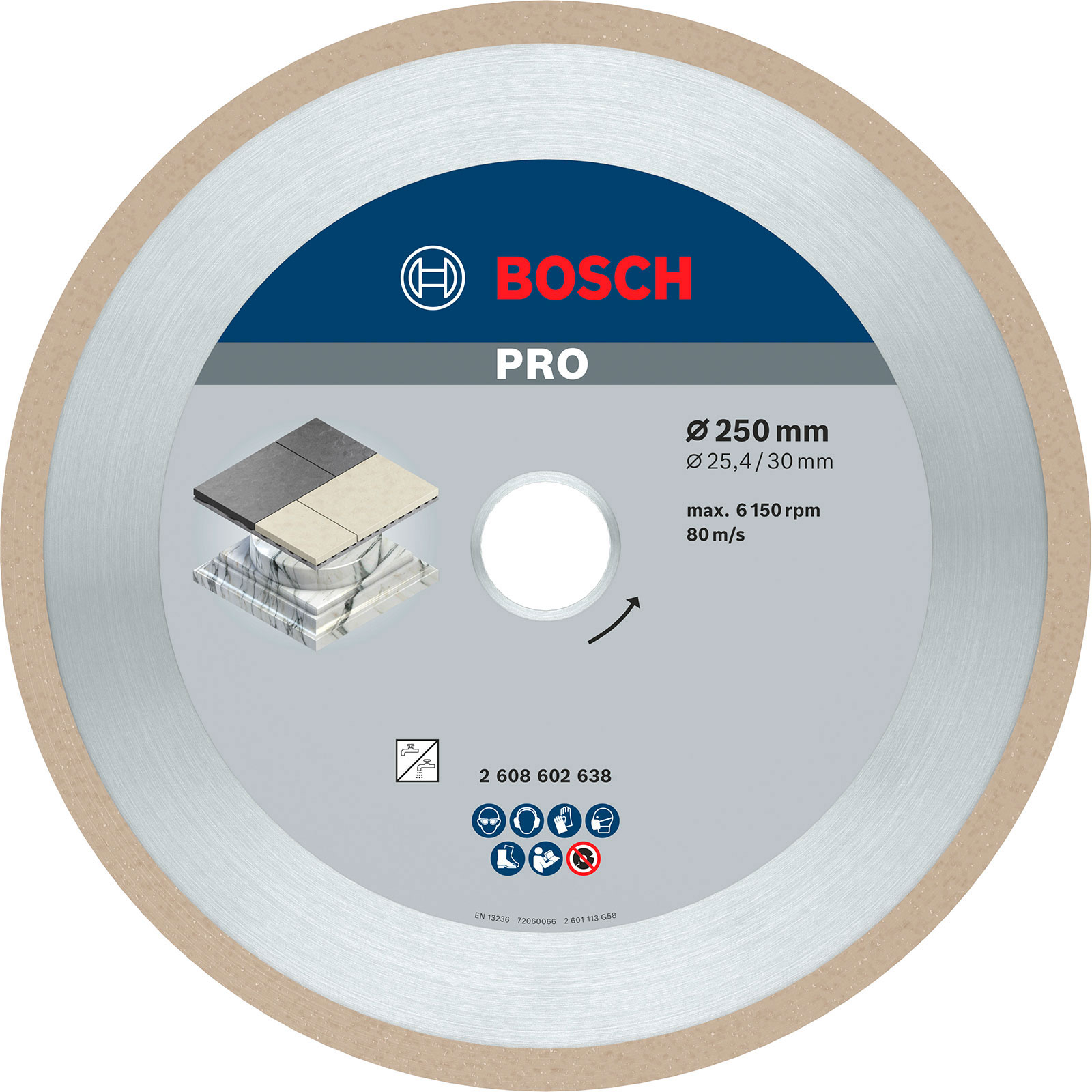 Bosch PRO Ceramic Disque diamanté pour carrelage, 250 x 30/25,4 mm