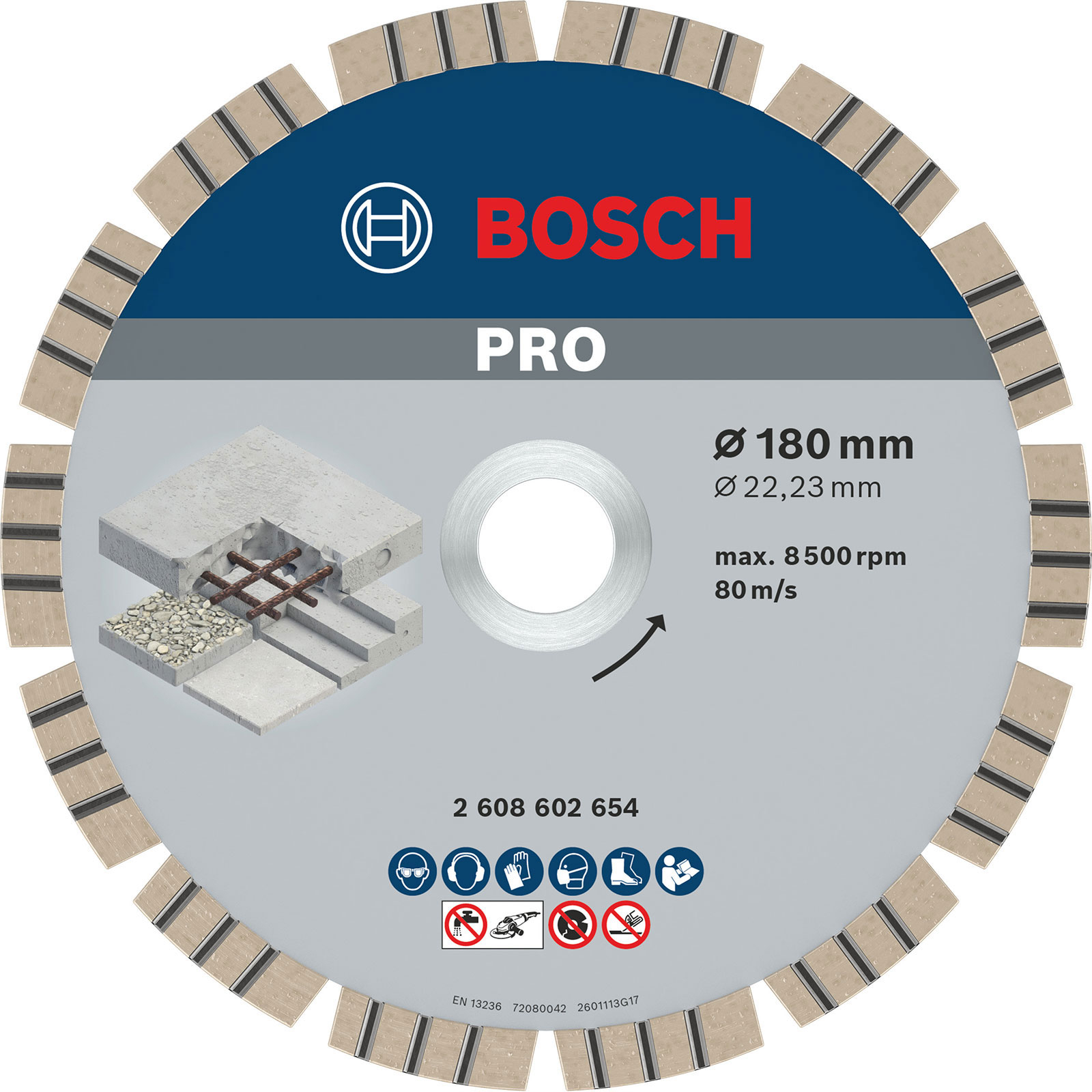 Disque diamanté Bosch PRO Concrete pour béton, 180 x 22,23 mm
