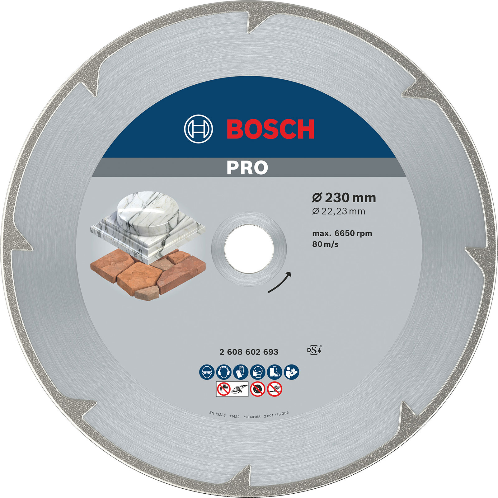Disque diamant Bosch PRO Marble pour tronçonneuse, 230 x 22,23 mm