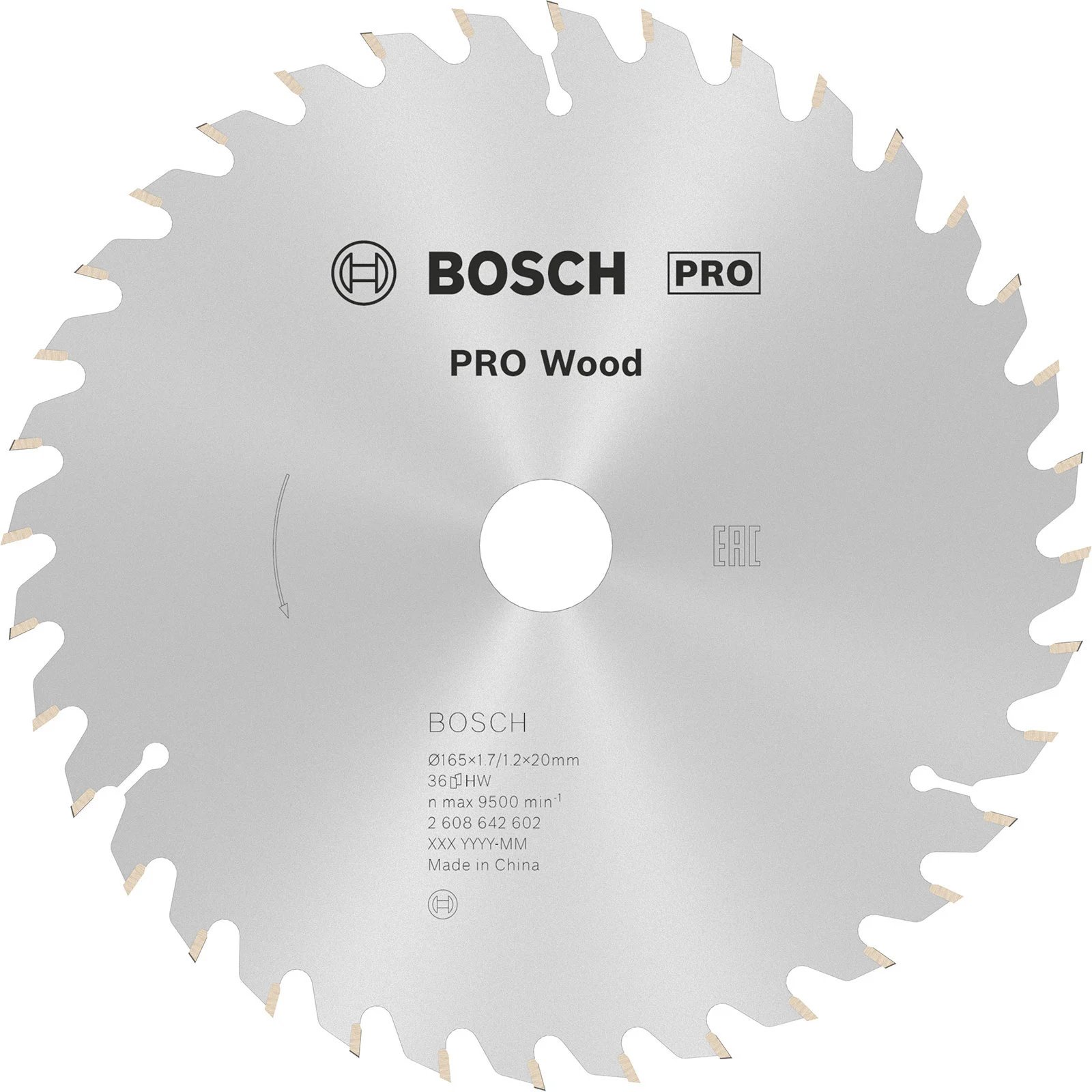 Lame de scie circulaire Bosch PRO Wood, 165 x 1,7 x 20 mm, 36 dents