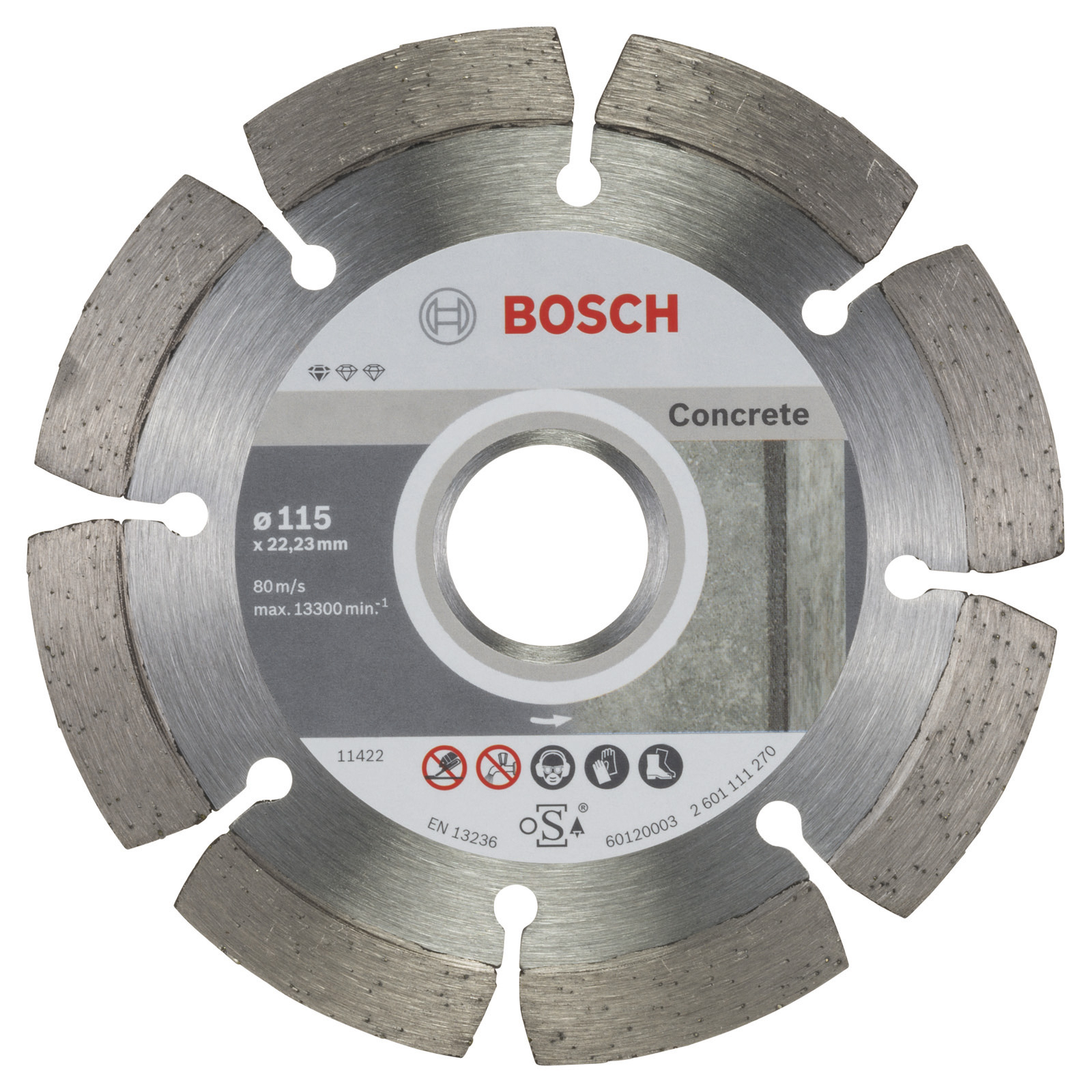 Bosch Disque diamant Standard for Concrete, 115 x 22,23 x 1,6 x 10 mm, pack de 10
