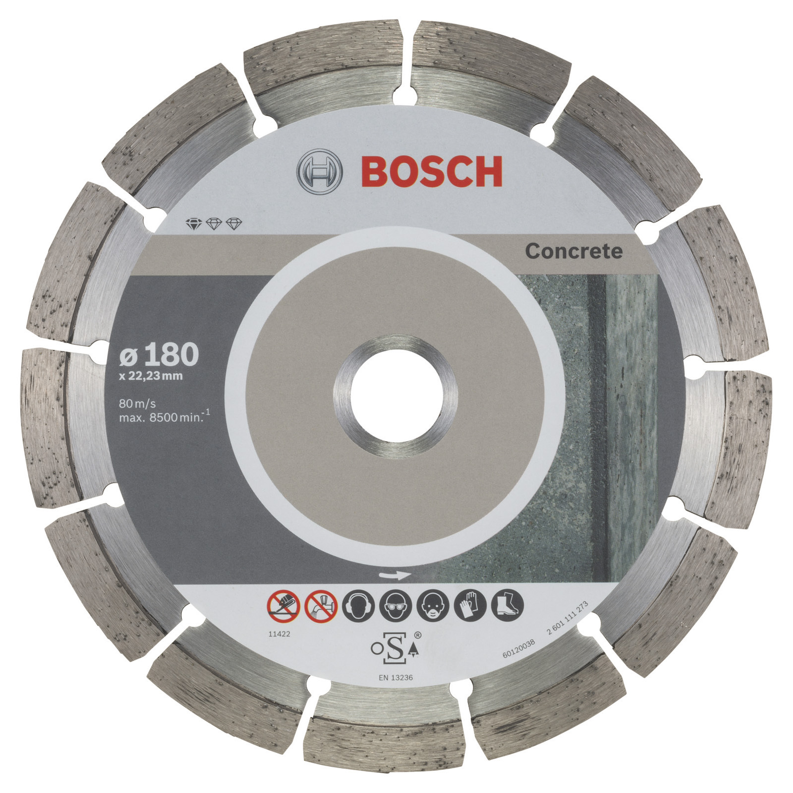 Disque diamant Bosch Standard pour béton 180 x 22,23 x 2 x 10 mm