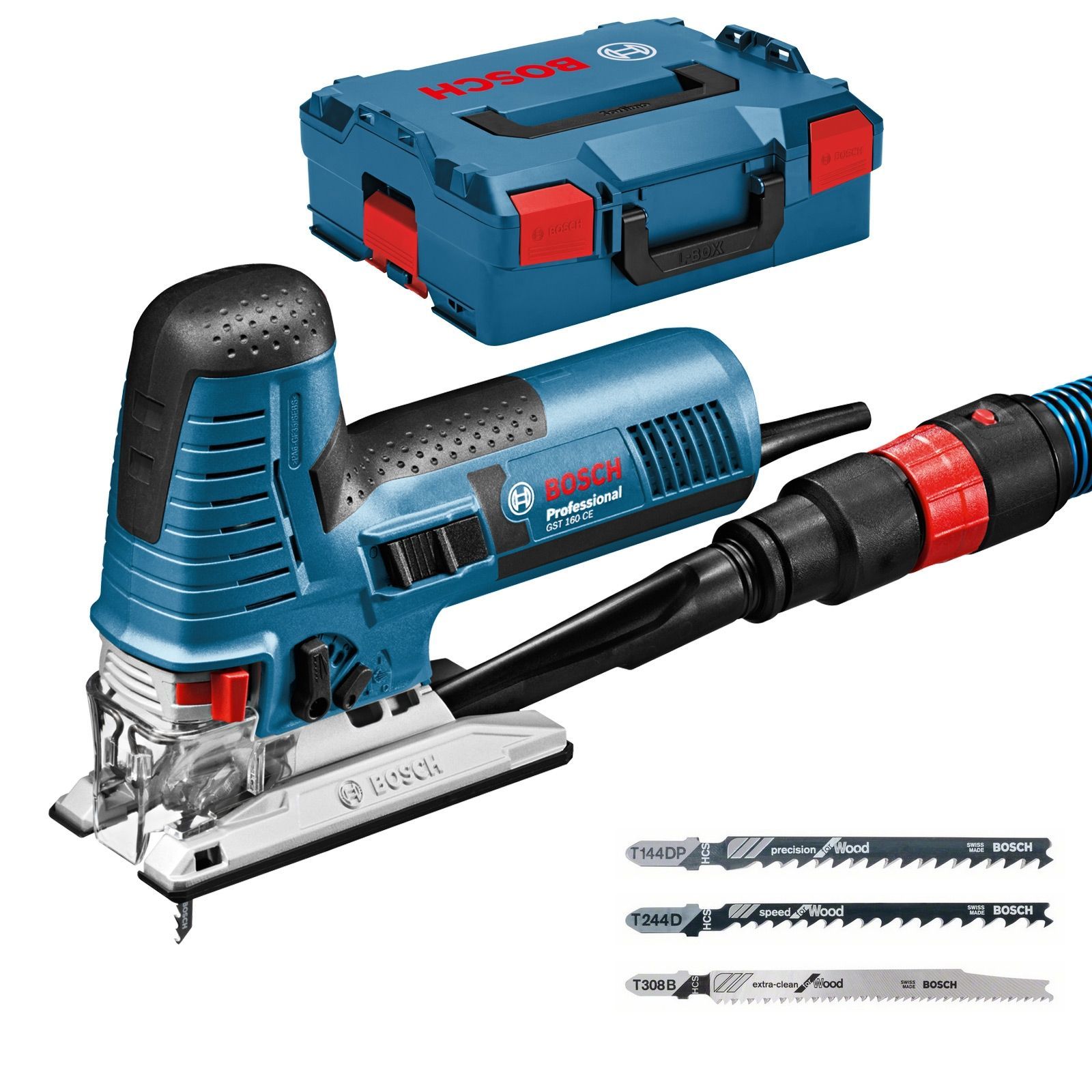 Scie sauteuse Bosch GST 160 CE Professional en set avec lames dans L-BOXX GR. 2