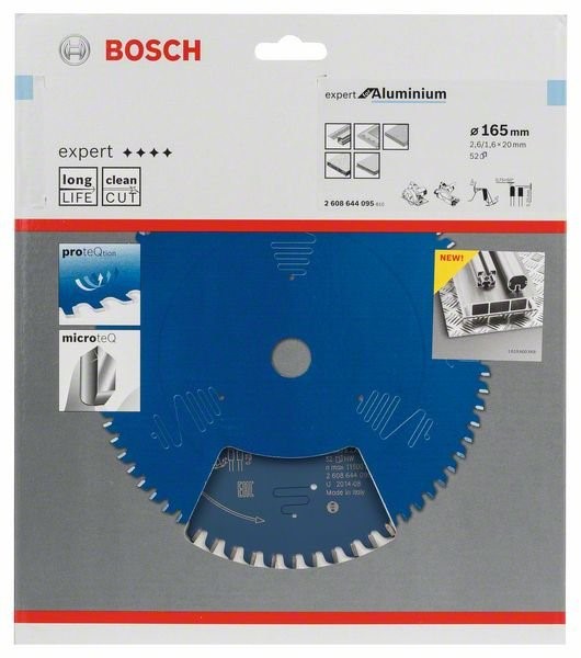 Lame de scie circulaire Bosch Expert for Aluminium - 165 x 20 x 2,6 mm - 52 dents