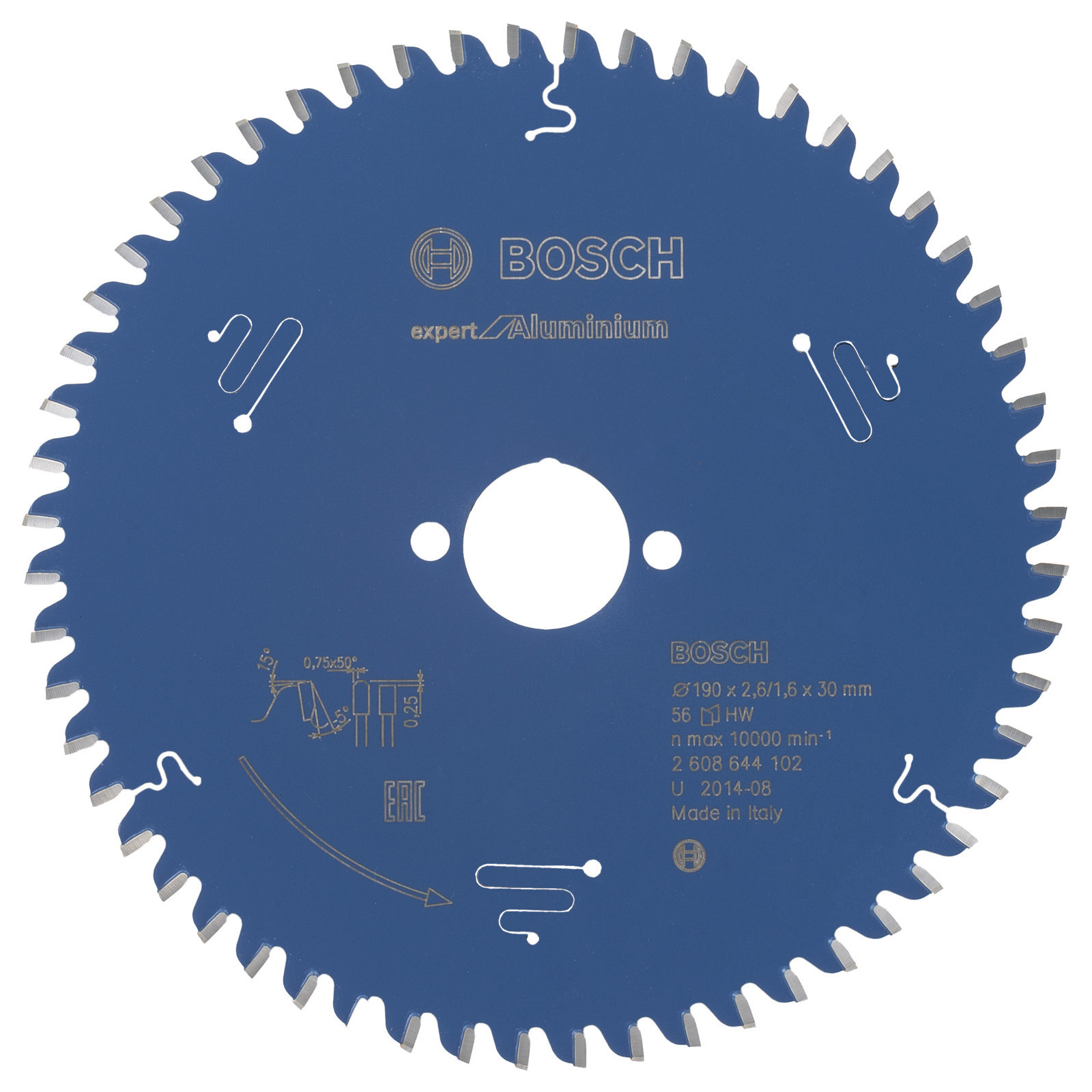 Lame de scie circulaire Bosch Expert for Aluminium, 190 x 30 x 2,6 mm, 56 dents