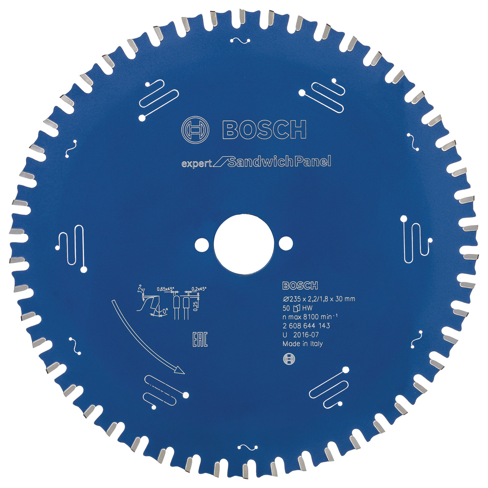 Lame de scie Bosch 235x2,2x30,0 Z50 Expert pour panneau sandwich 2608644143