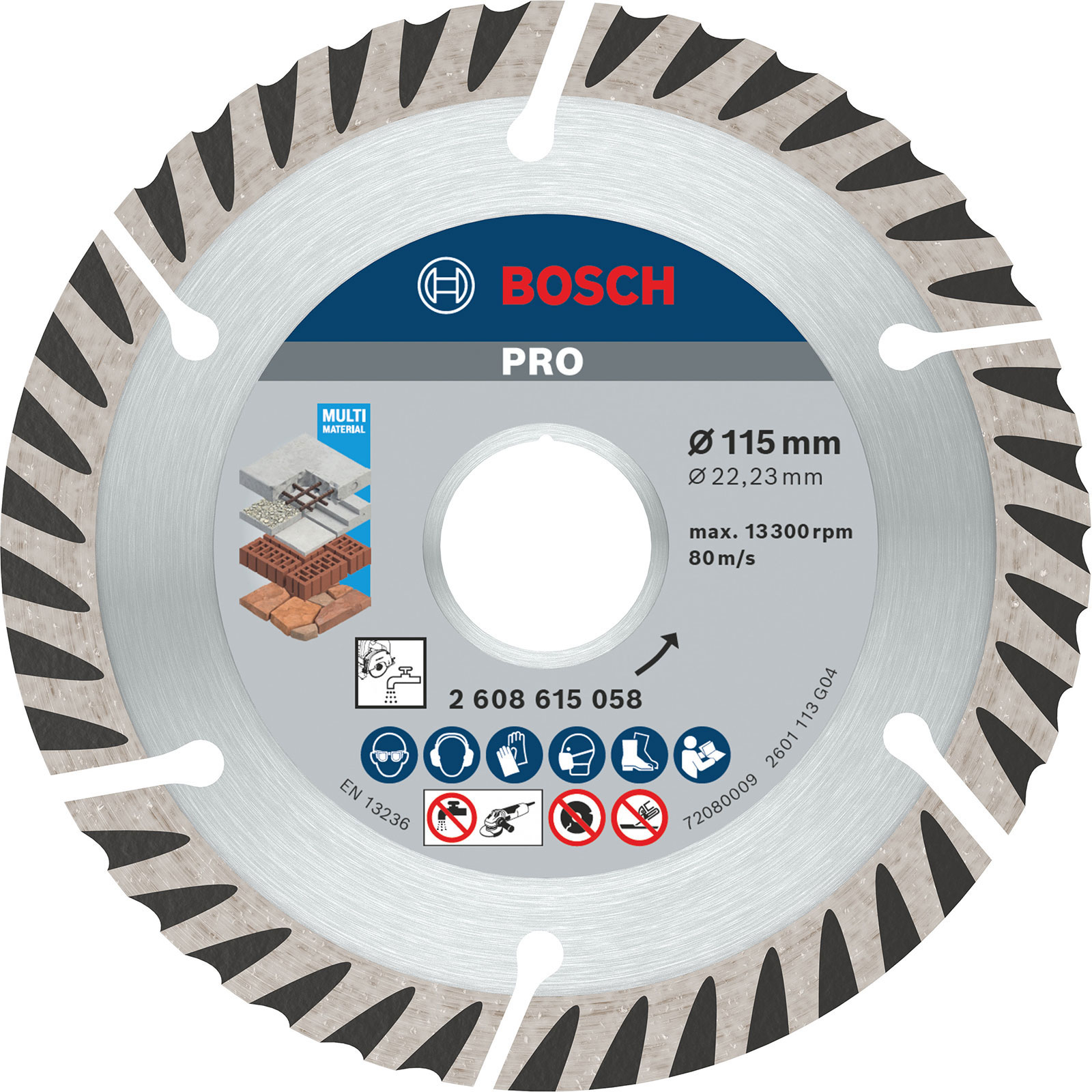 Bosch PRO Multi Material Disque diamant pour matériaux multiples, 115 x 22,23 mm, 10 pièces — lot de 10 pièces