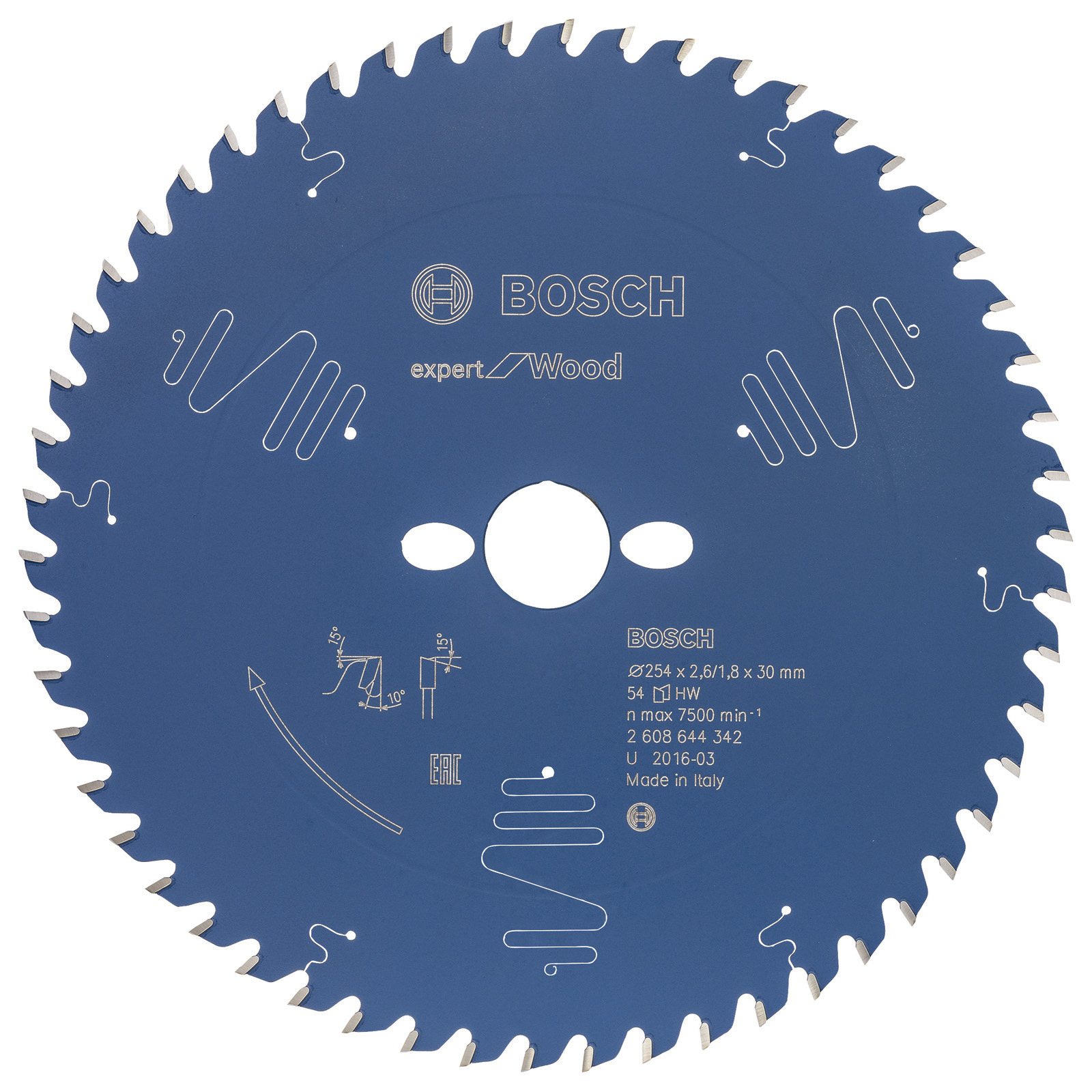 Lame circulaire Bosch CARBIDE Expert pour bois 254 x 30 x 2,6 54 dents