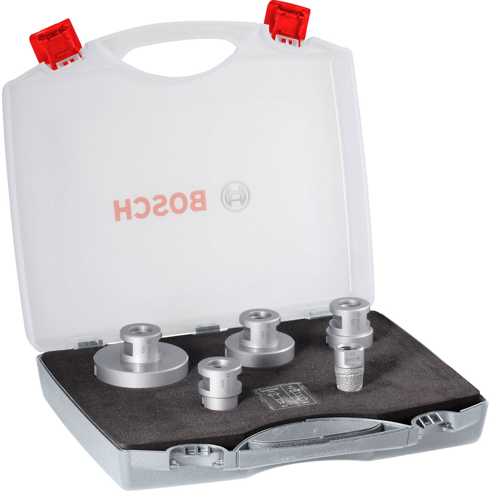 Set de couronnes de perçage Bosch PRO Ceramic dry M14, 5 pièces (Ø 20 ; 25 ; 35 ; 51 ; 68 mm x 33 mm)