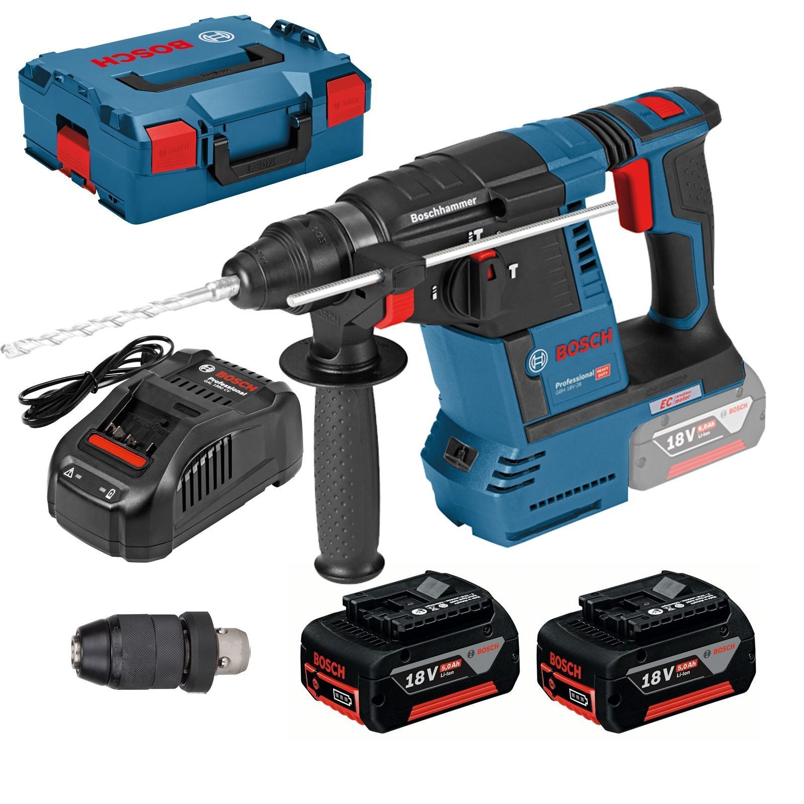 Bosch GBH 18V-26 F 2x 5,0 Ah L-BOXX - 0611910007