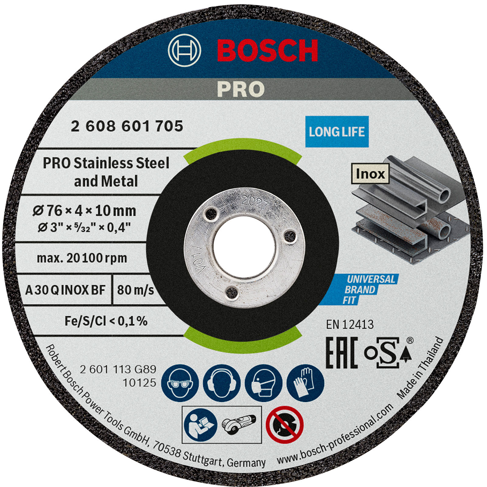 Bosch PRO Schruppscheibe Expert for Inox A 30 Q INOX BF, 76 x 4 x 10 mm, 2 Stck — lot de 2 pièces
