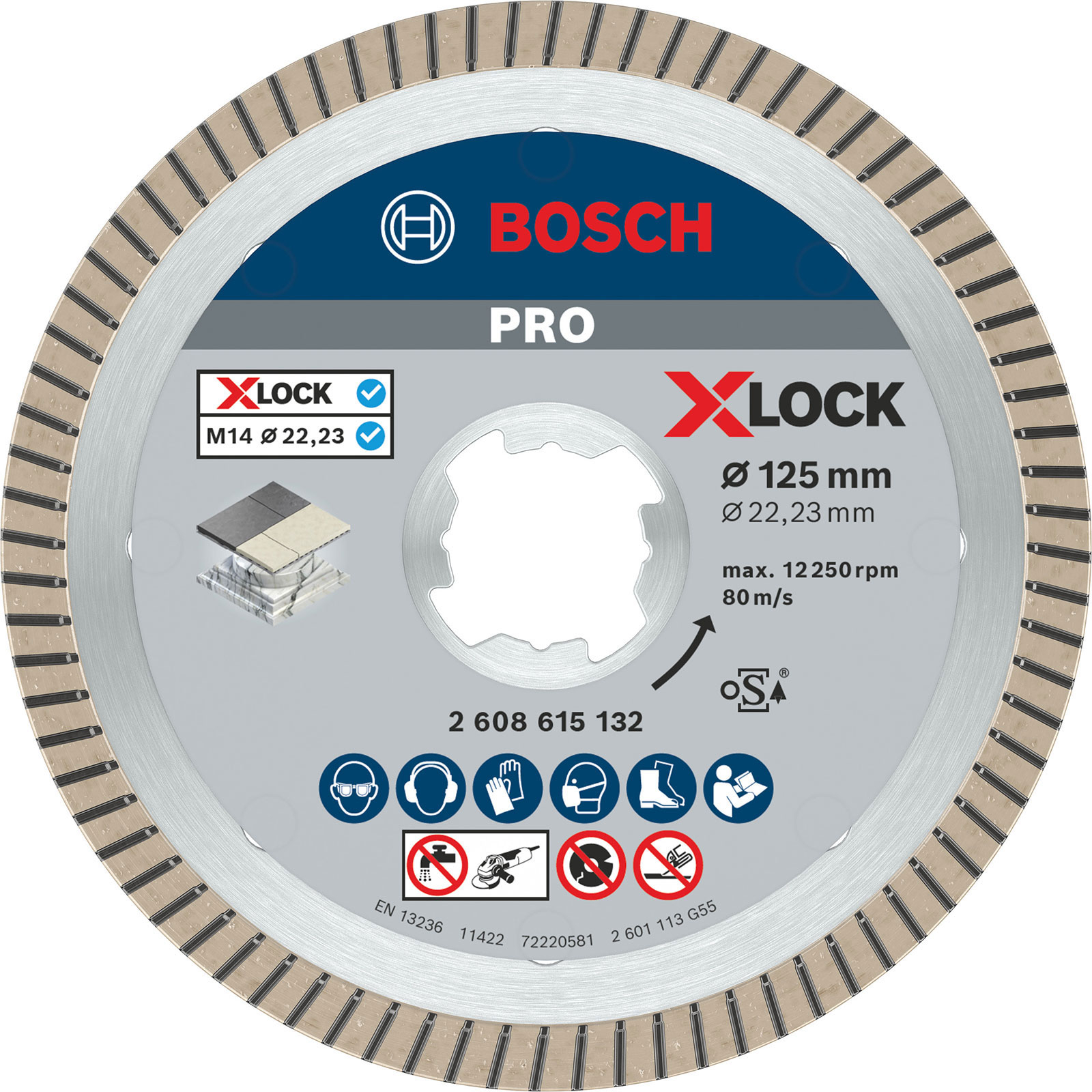 BOSCH Disque diamant X-LOCK Best for Ceramic Extra Clean Turbo