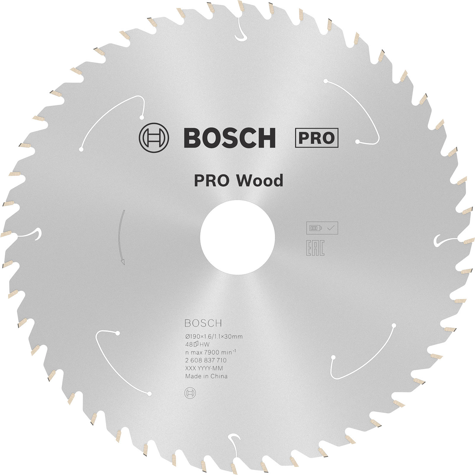 Bosch Lame de scie circulaire Standard Wood pour scies circulaires sur batterie 190x1,6/1,1x30 Z48