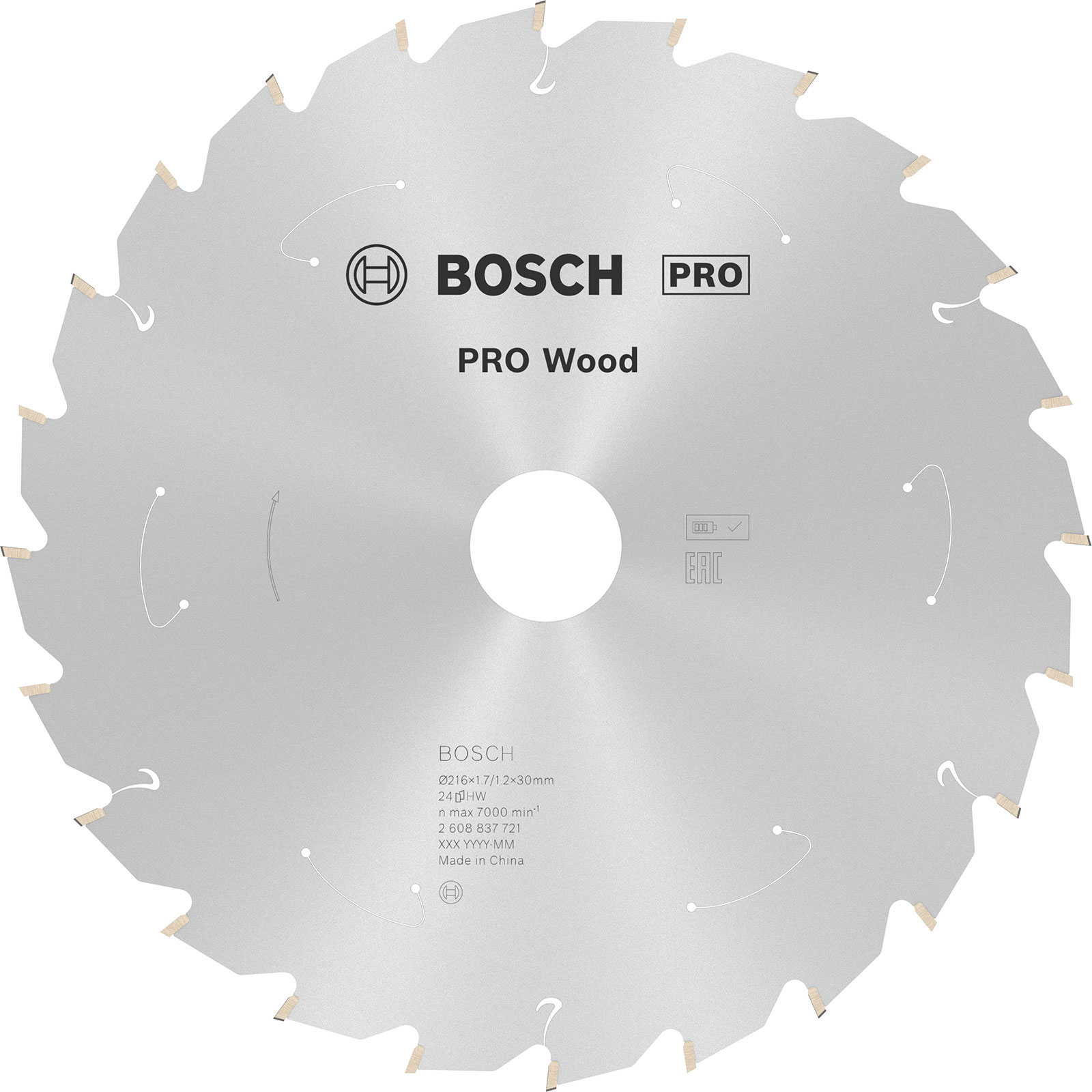 Lame de scie circulaire sans fil Bosch PRO Wood, 216 x 1,7 x 30 mm, T24