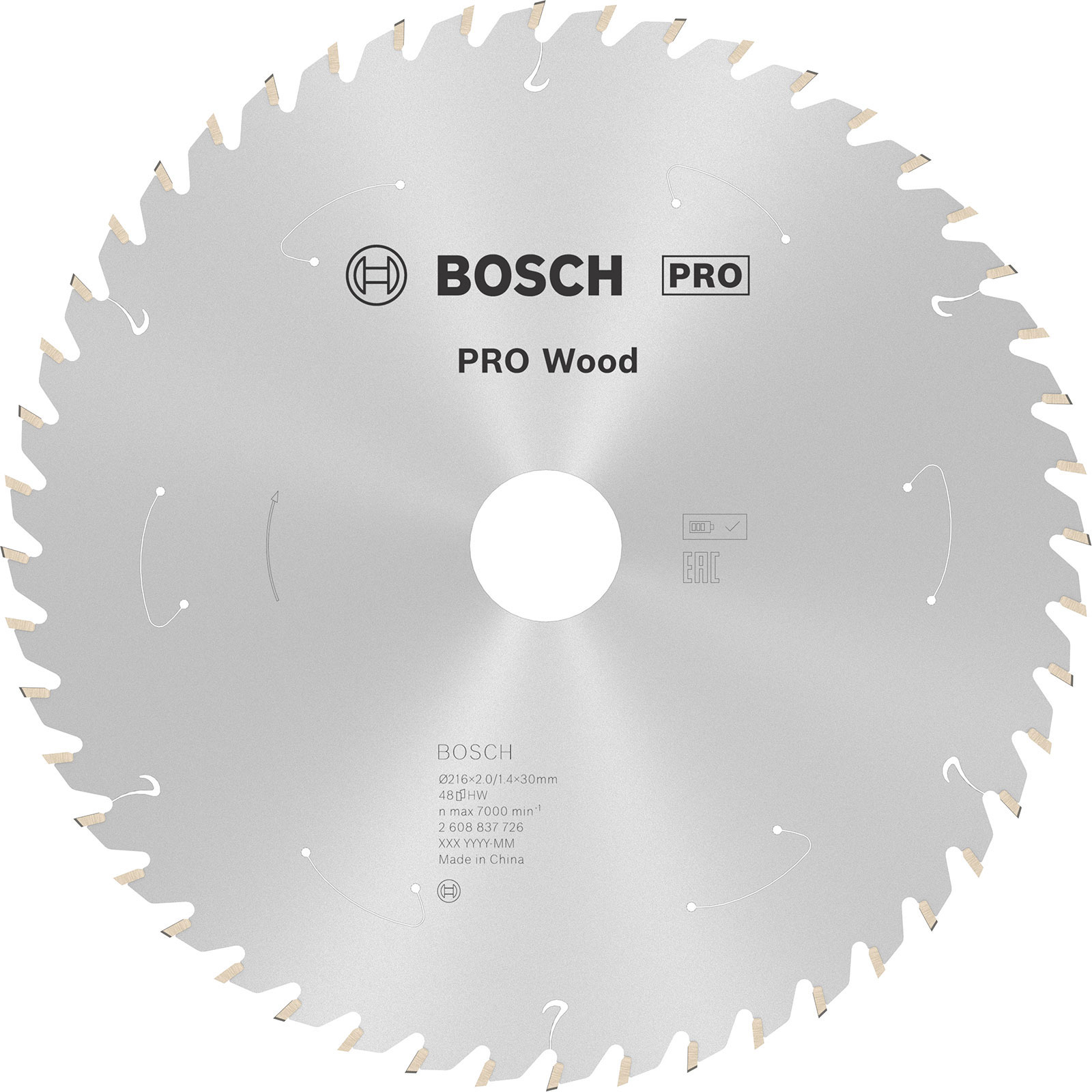 Lame de scie circulaire Bosch PRO Wood cordless, 216 x 1,7 x 30 mm, T48