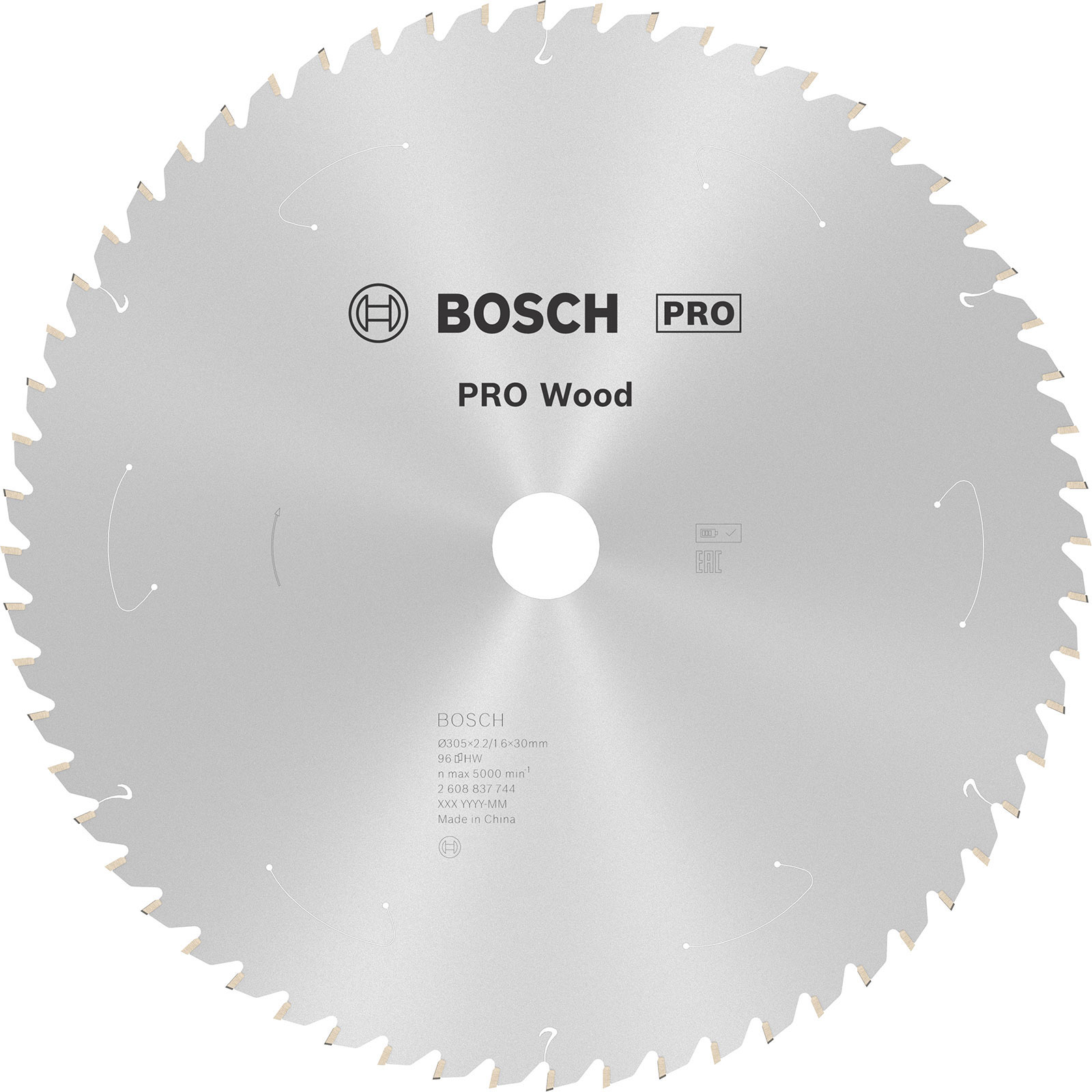Lame de scie circulaire sans fil Bosch PRO Wood, 305 x 2,2 x 30 mm, T96